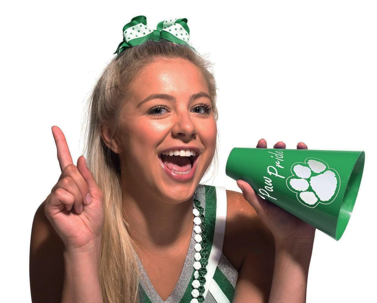 Anderson's Exclusive Green and White Paw Pride 7" Megaphone Noisemaker Boost School Spirit Cheerleader Sports Football Basketball Homecoming Squad Team Party Dance Club Performance Fan Pack of 10 - Image 3