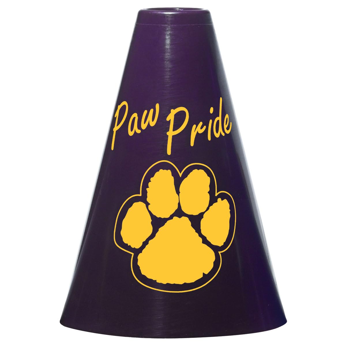 Anderson's Exclusive Purple and Gold Paw Pride 7" Megaphone Noisemaker Boost School Spirit Cheerleader Sports Football Basketball Homecoming Squad Team Party Dance Club Performance Fan Pack of 10