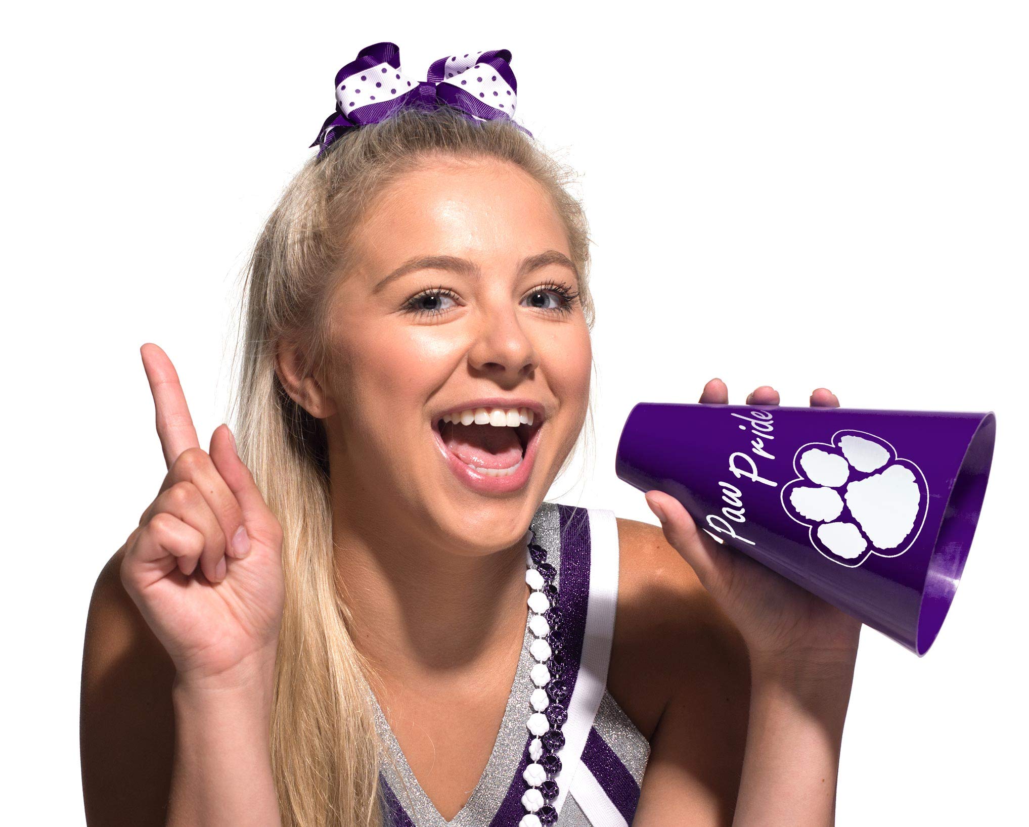 Anderson's Exclusive Purple and White Paw Pride 7" Megaphone Noisemaker Boost School Spirit Cheerleader Sports Football Basketball Homecoming Squad Team Party Dance Club Performance Fan Pack of 10 - Image 2