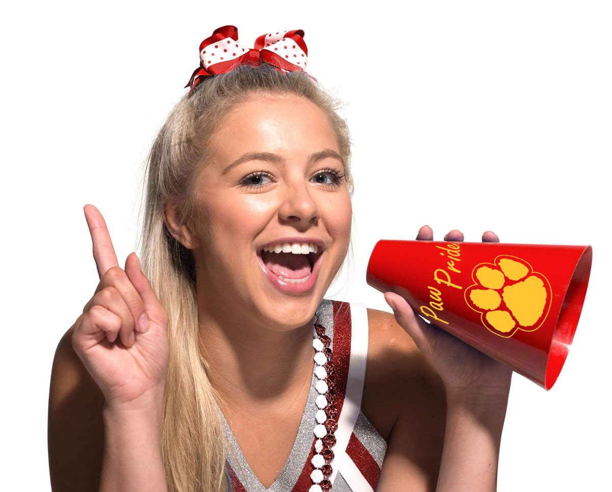 Anderson's Exclusive Red and Gold Paw Pride 7" Megaphone Noisemaker Boost School Spirit Cheerleader Sports Football Basketball Homecoming Squad Team Party Dance Club Performance Fan Pack of 10 - Image 3
