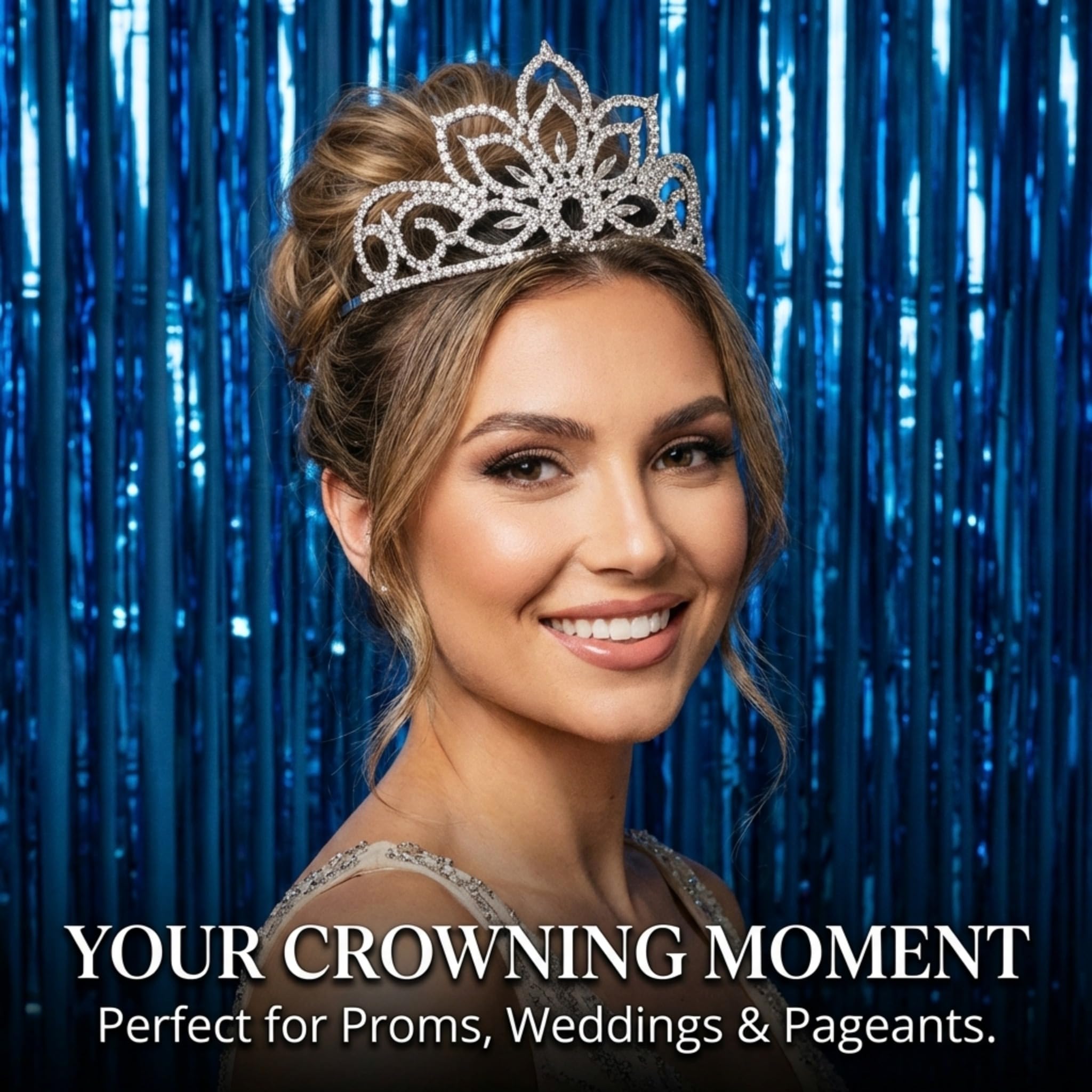 Anderson's Falling Star Rhinestone Tiara, Sparkling 3-Inch Silver Crown with Intricate Clear Faux Diamonds, Adjustable Band & Comfort Combs, Perfect for Winter Formals, Proms, Pageants, Weddings & Homecomings - Image 2