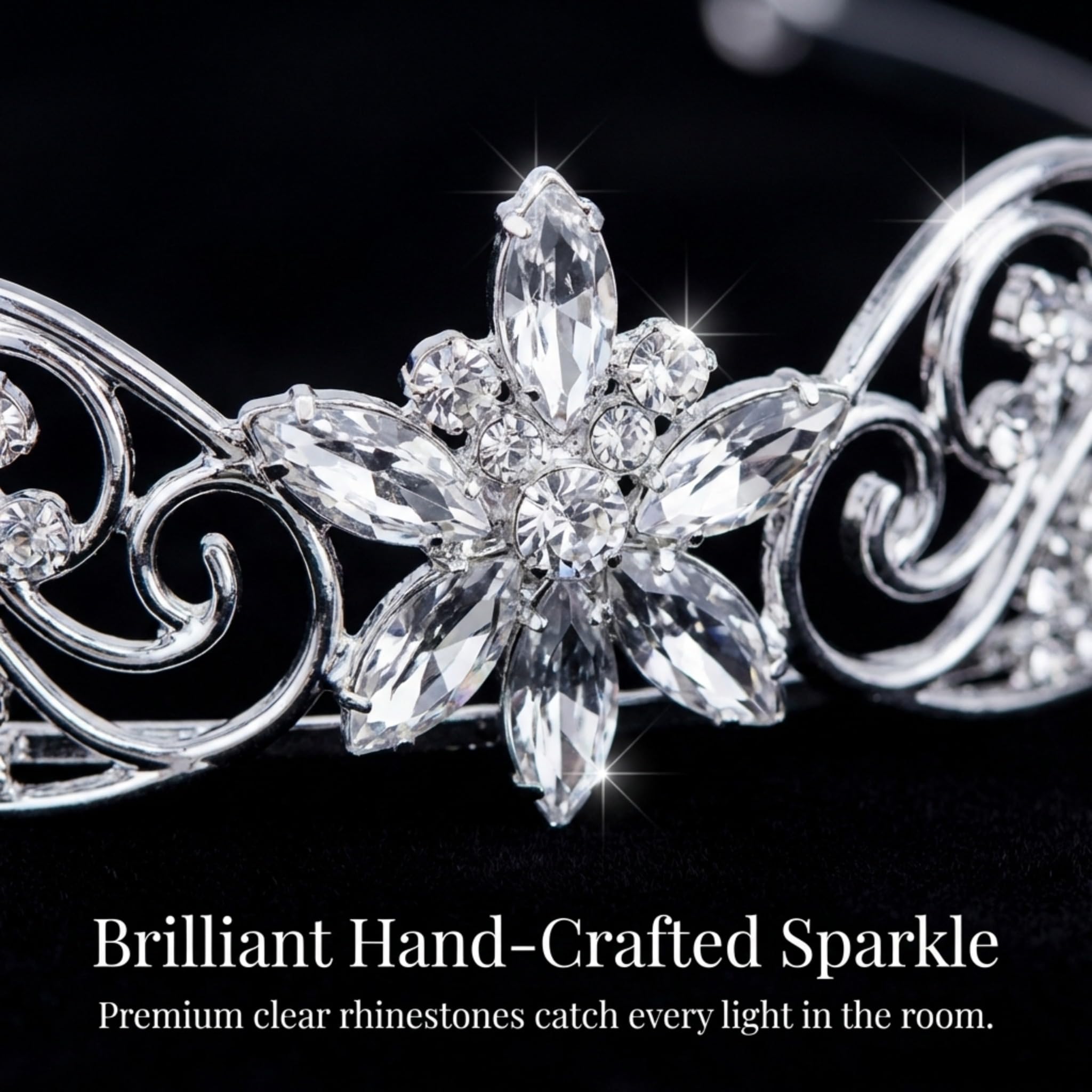 Anderson's Falling Star Rhinestone Tiara, Sparkling 3-Inch Silver Crown with Intricate Clear Faux Diamonds, Adjustable Band & Comfort Combs, Perfect for Winter Formals, Proms, Pageants, Weddings & Homecomings - Image 7