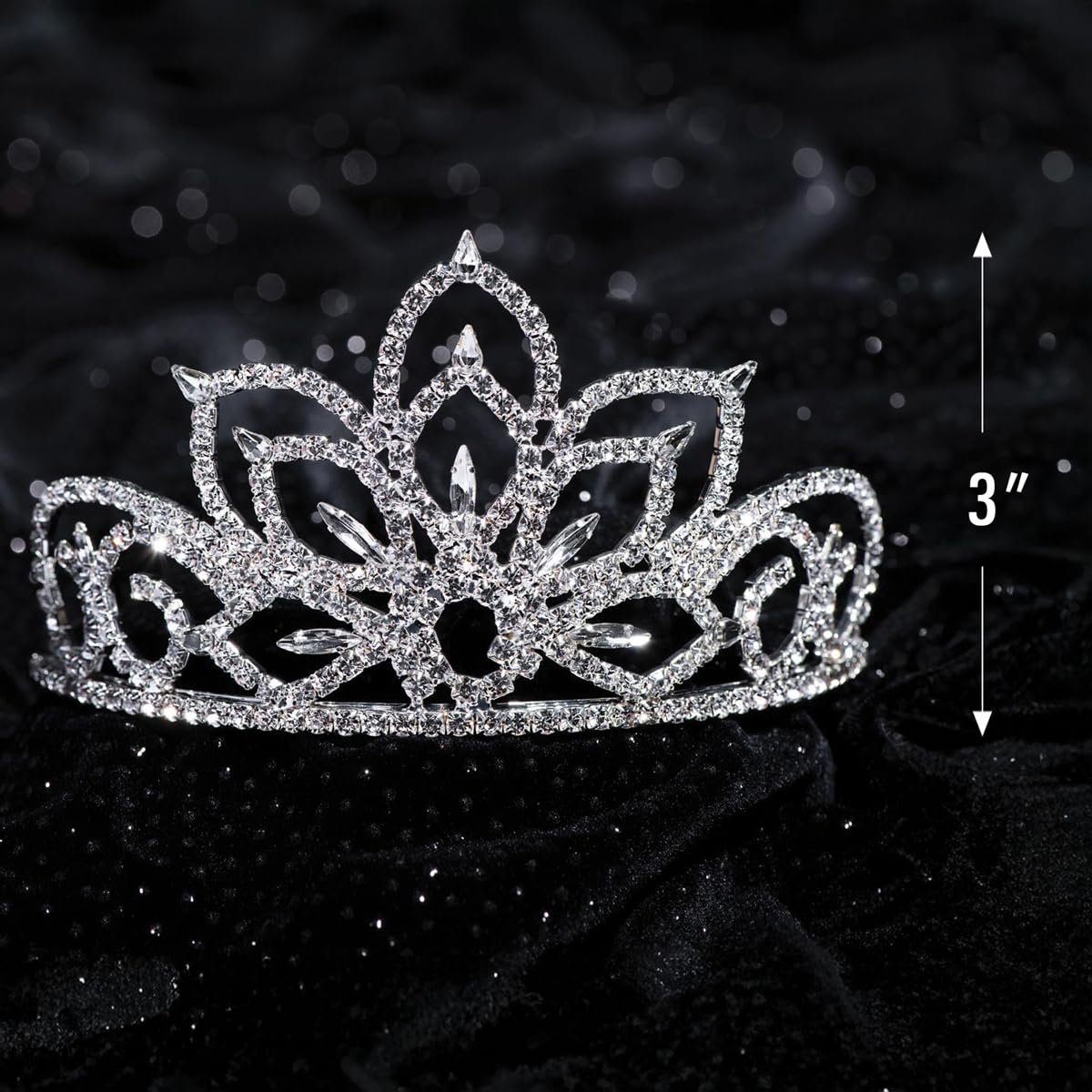 Anderson's Falling Star Rhinestone Tiara, Sparkling 3-Inch Silver Crown with Intricate Clear Faux Diamonds, Adjustable Band & Comfort Combs, Perfect for Winter Formals, Proms, Pageants, Weddings & Homecomings - Image 8