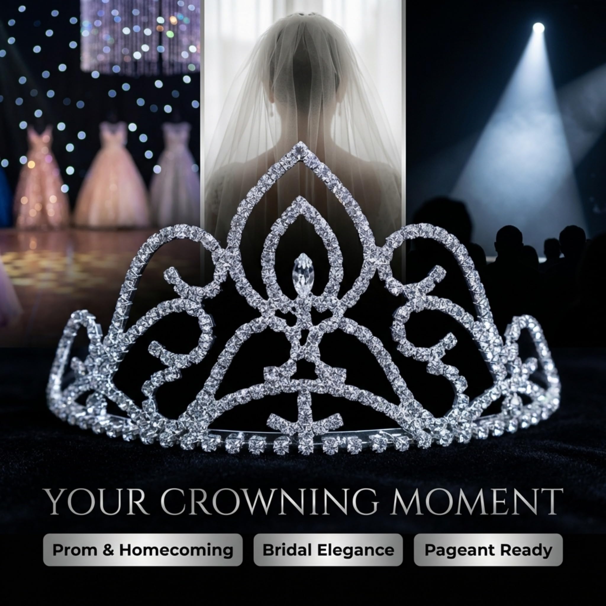 Anderson's Fantine Tiara, 2 3/4 Inches High, Wedding, Prom, Pageant Tiara, Queen Or Princess Tiara For Prom, Homecoming, Pageant, Wedding, School Dance, Award, Costume, Party, Event - Image 3