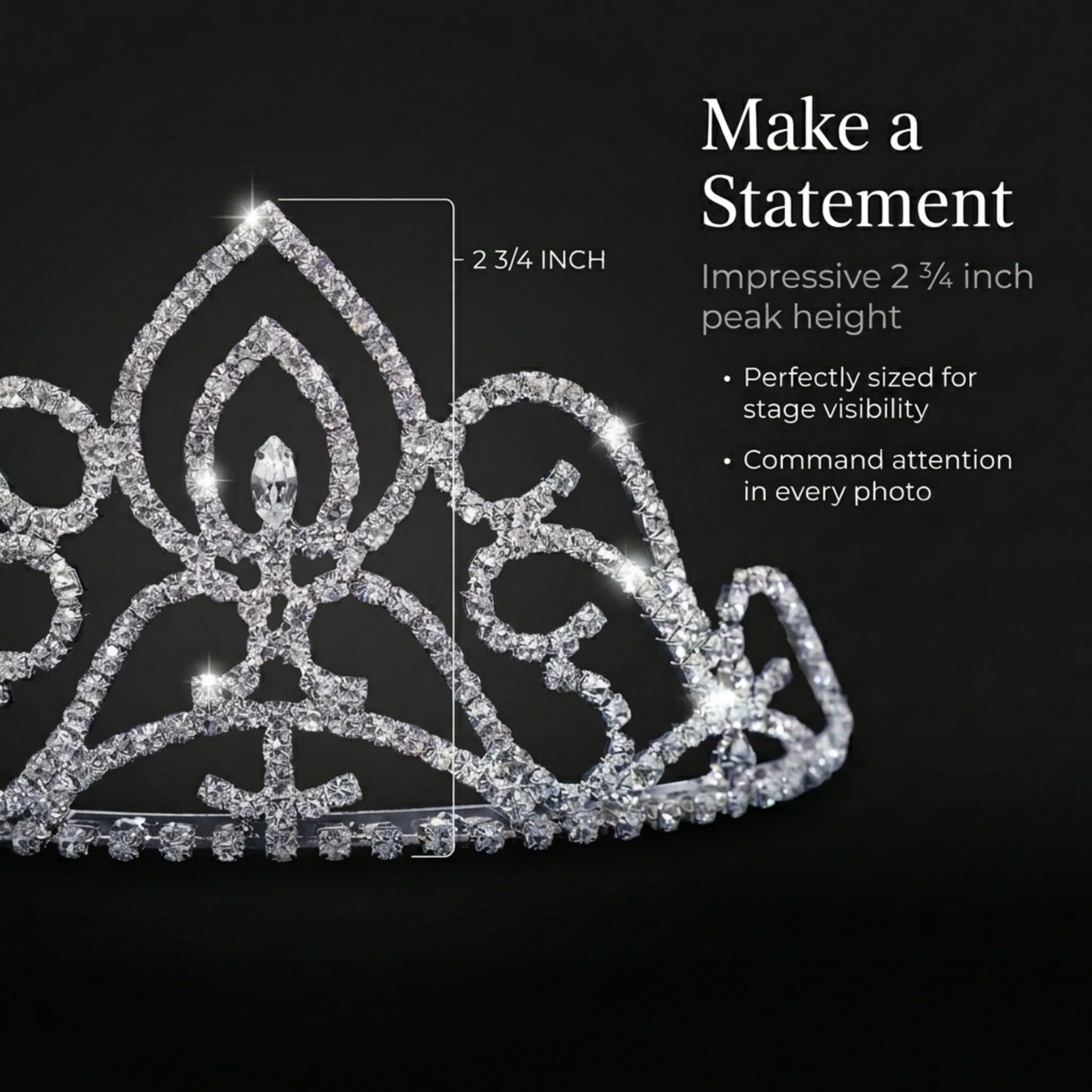 Anderson's Fantine Tiara, 2 3/4 Inches High, Wedding, Prom, Pageant Tiara, Queen Or Princess Tiara For Prom, Homecoming, Pageant, Wedding, School Dance, Award, Costume, Party, Event - Image 6