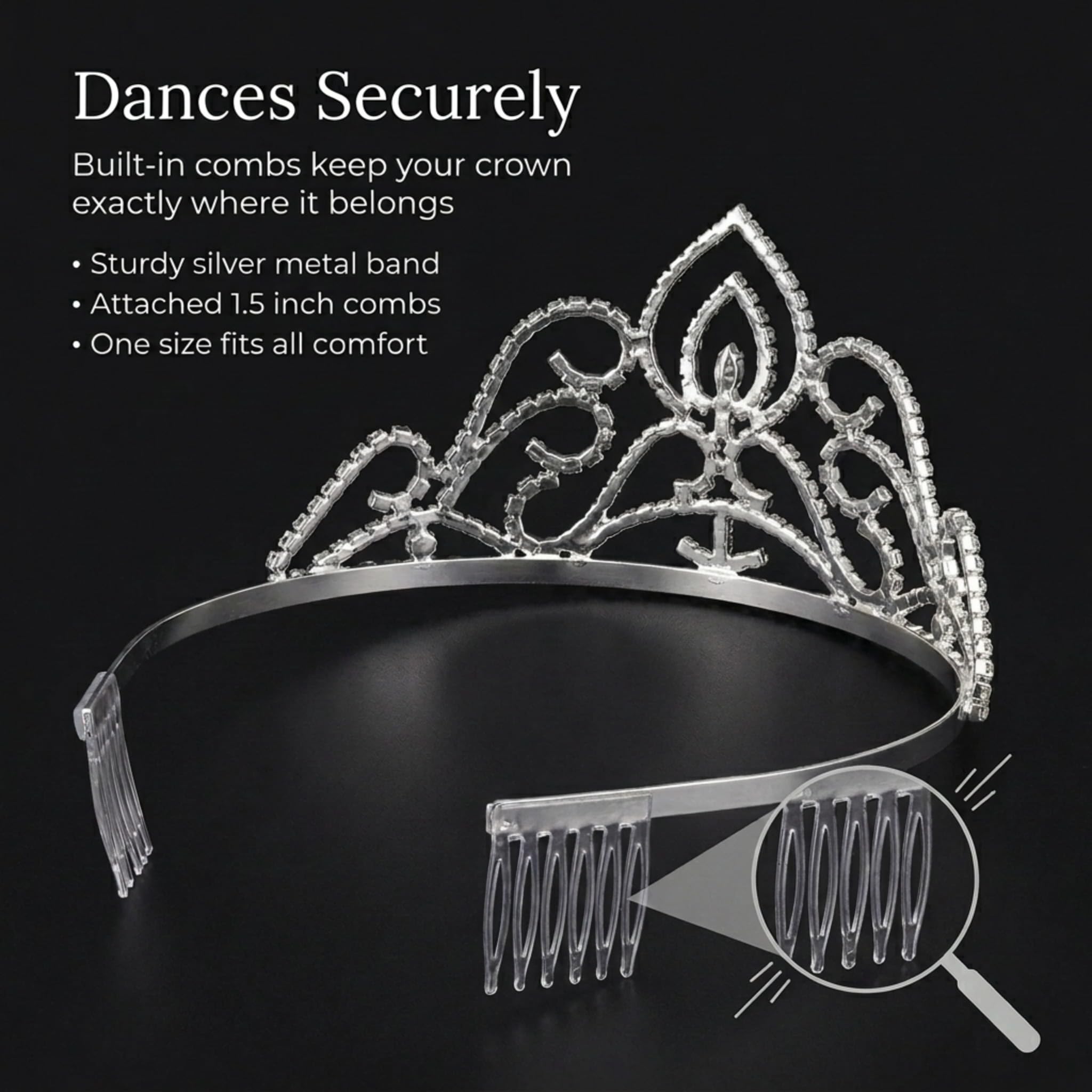 Anderson's Fantine Tiara, 2 3/4 Inches High, Wedding, Prom, Pageant Tiara, Queen Or Princess Tiara For Prom, Homecoming, Pageant, Wedding, School Dance, Award, Costume, Party, Event - Image 7