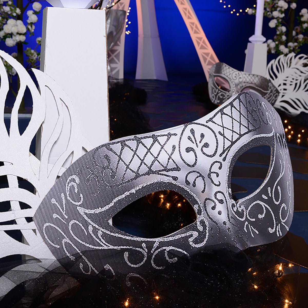 Anderson's Feathered Masquerade Mask Standups Kit, Set of 2, Paris Masquerade Theme, Theme Party, School Events - Image 2