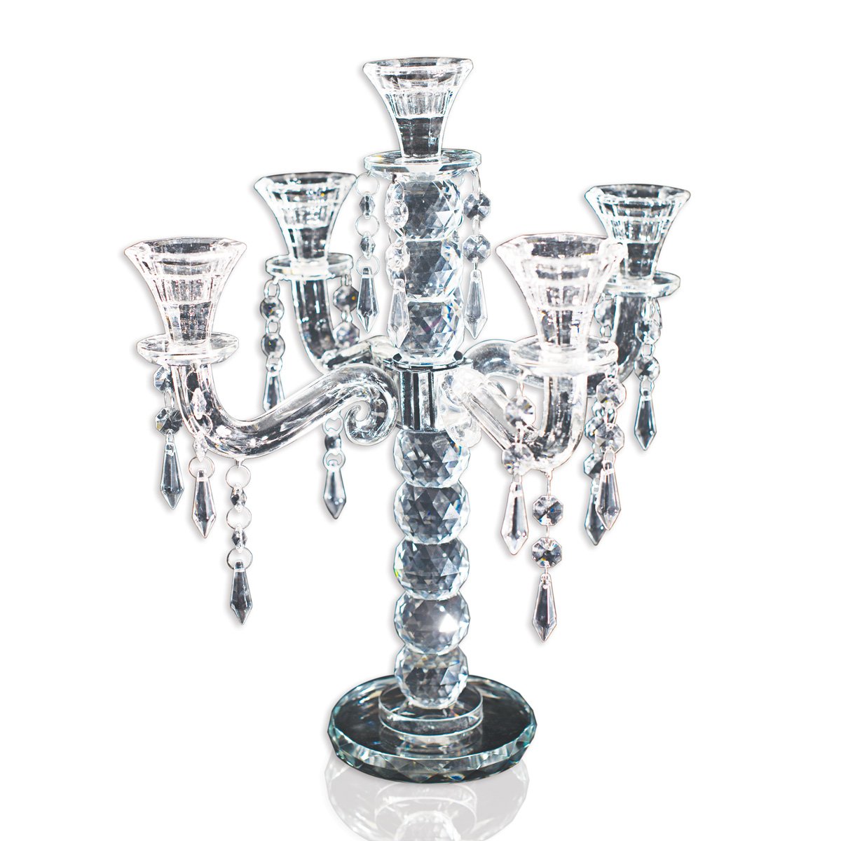 Anderson's Five-Candle Crystal Candelabra Centerpiece, 14 in. Tall, Wedding Table Decoration