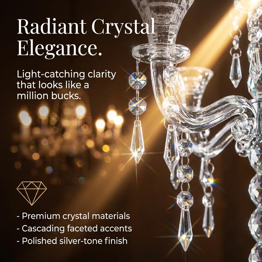 Anderson's Five-Candle Crystal Candelabra Centerpiece, 14 in. Tall, Wedding Table Decoration - Image 3