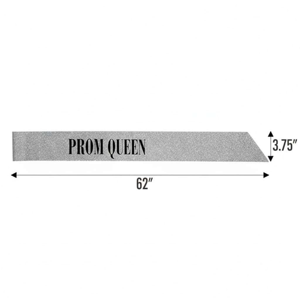 Anderson’s Prom Queen Taylor Tiara and Silver Glitter Sash Set, Black Lettering, Elegant Coronation Accessories and 3.75" x 62" Prom Queen Sash for High School Coronation, 2 Piece Set - Image 3