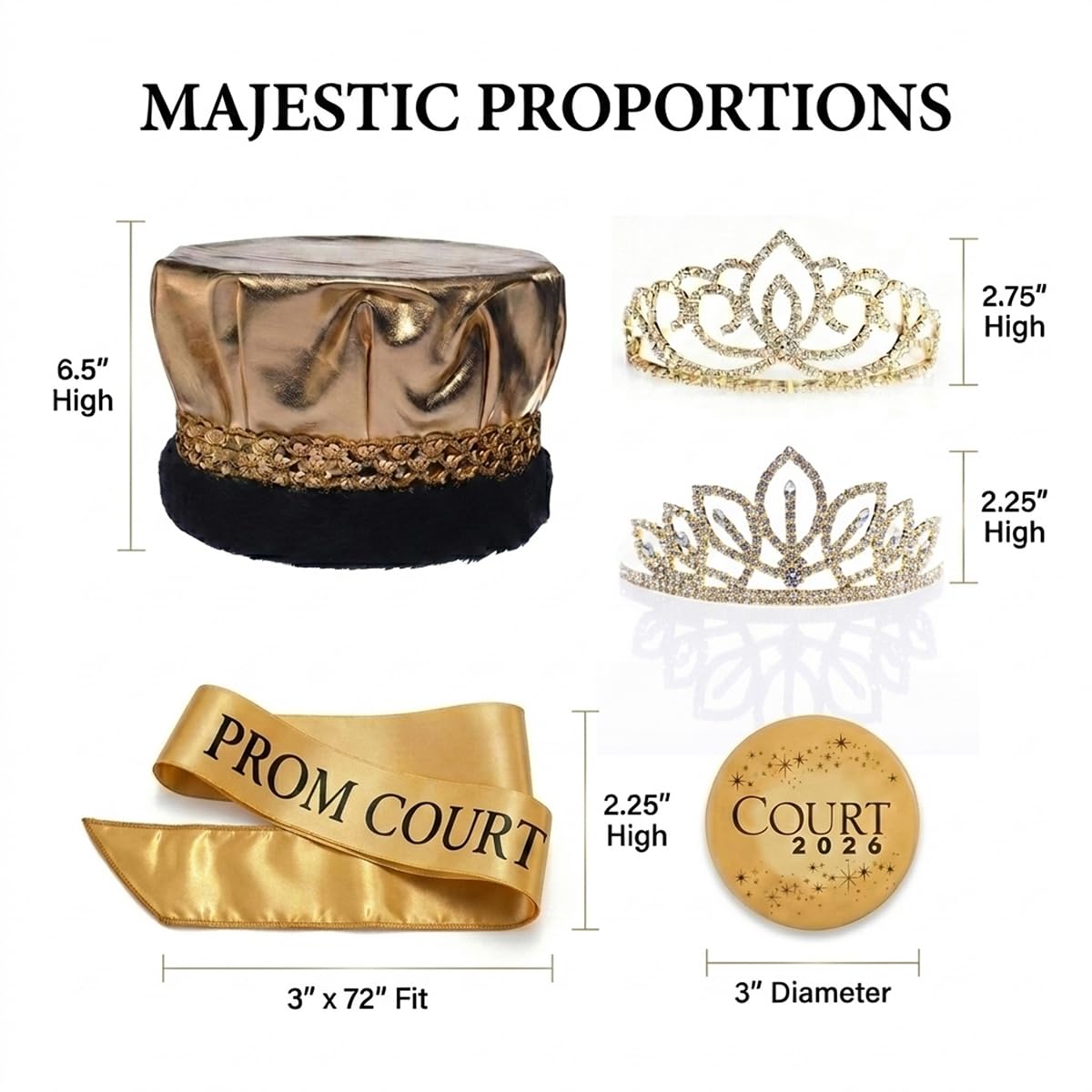 Anderson's Full-court Prom Royalty Sets, Tiaras, Crowns, Sashes, Prom Coronation Accessories - Image 2