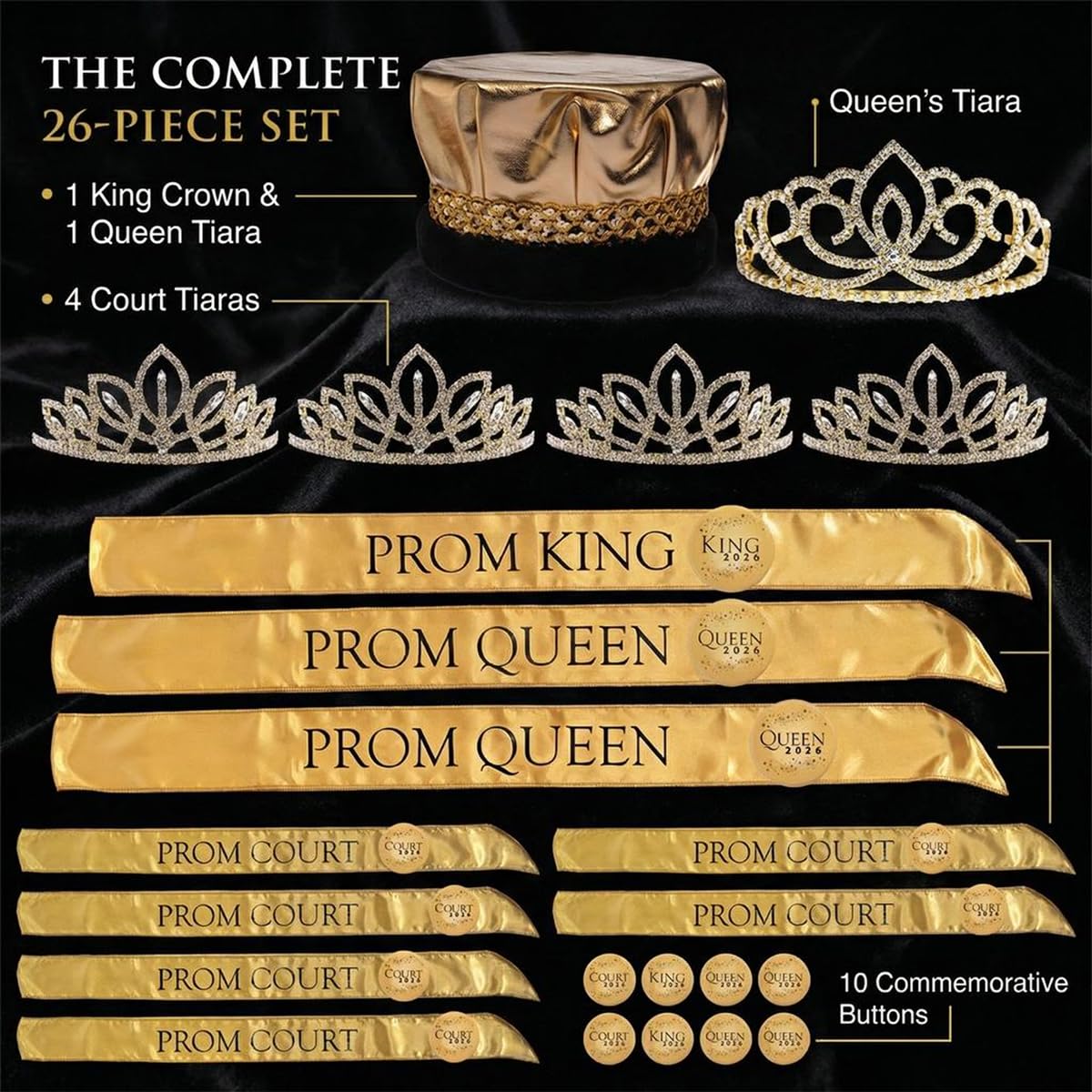 Anderson's Full-court Prom Royalty Sets, Tiaras, Crowns, Sashes, Prom Coronation Accessories - Image 3