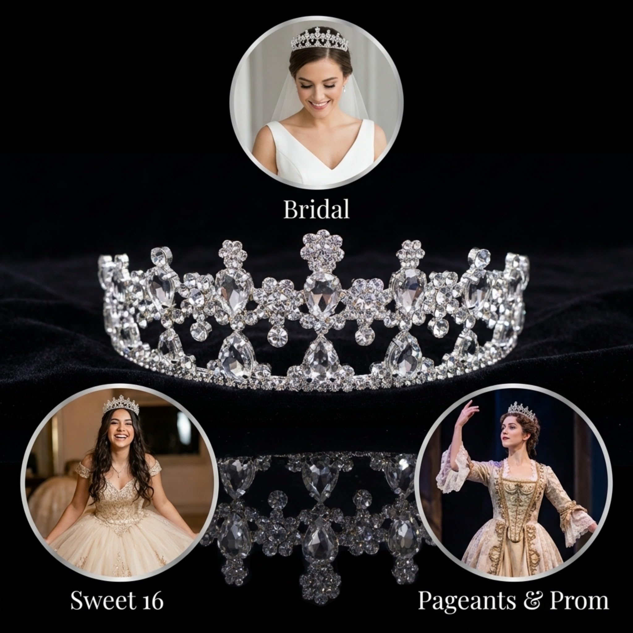 Anderson’s Gigi Rhinestone Tiara Crown, Hand-Crafted Silver Bridal & Pageant Tiara, 2¼” Tall Adjustable Faux Diamond Crown for Weddings, Prom, Quinceañera, Sweet 16, Homecoming & Royal Celebrations - Image 2