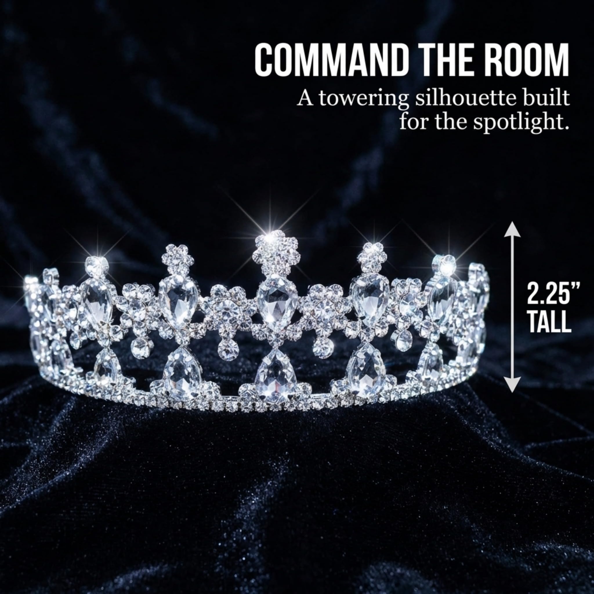 Anderson’s Gigi Rhinestone Tiara Crown, Hand-Crafted Silver Bridal & Pageant Tiara, 2¼” Tall Adjustable Faux Diamond Crown for Weddings, Prom, Quinceañera, Sweet 16, Homecoming & Royal Celebrations - Image 3