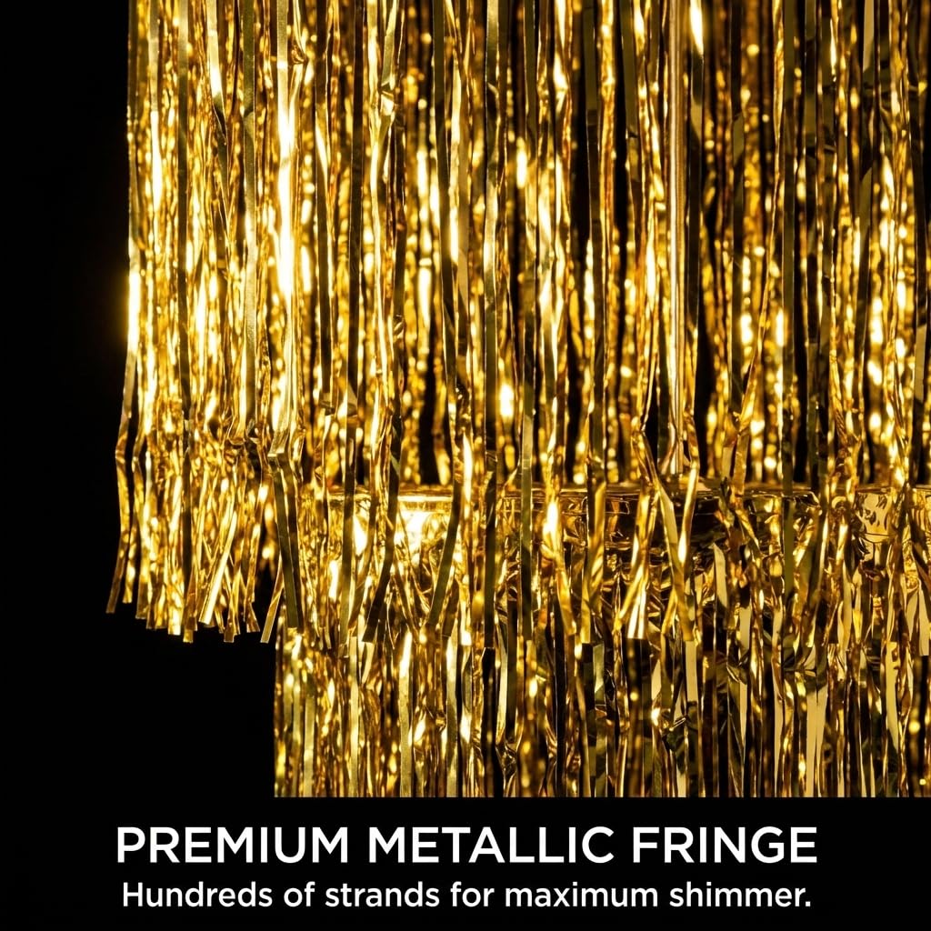 Anderson's Gold 3-Tier Fringe Chandelier Wedding Decoration, 16 Inches x 48 Inches - Image 5