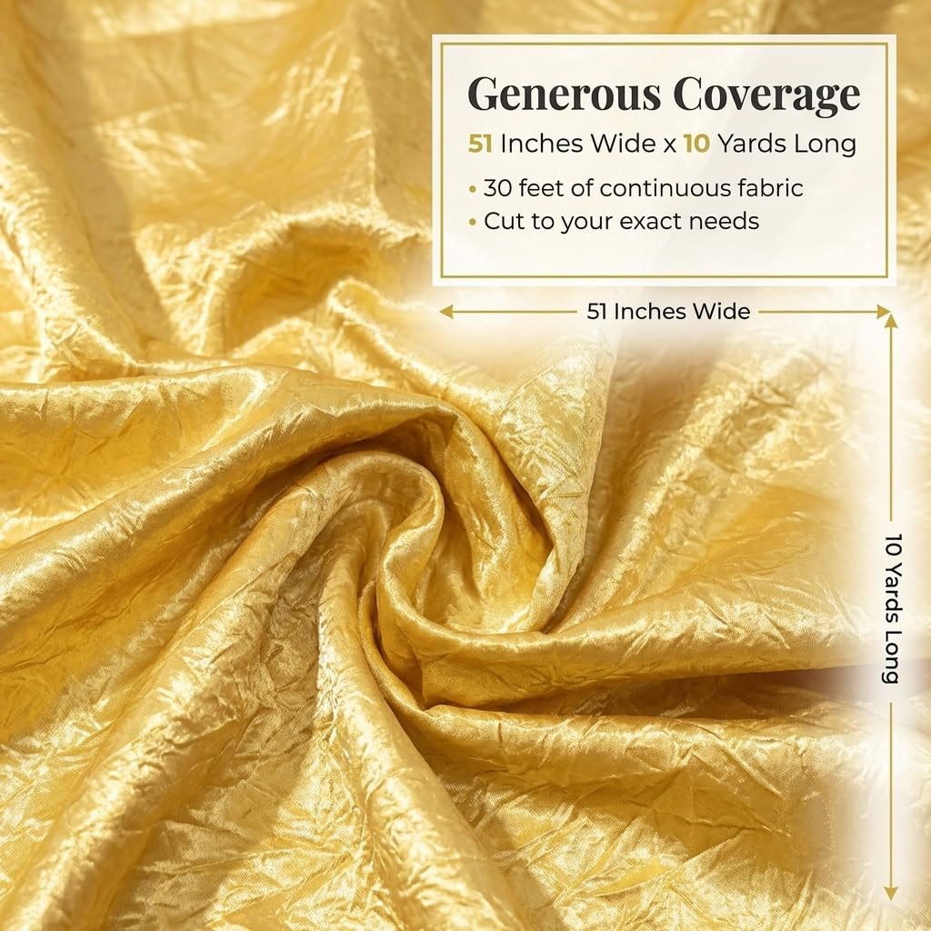 Anderson's Gold Crushed Satin Fabric Roll, 51 Inches x 10 Yards, Decorative Wedding Fabric for Wedding Reception, Baby Shower, Gender Reveal, Prom, Homecoming, Tables, Party - Image 3