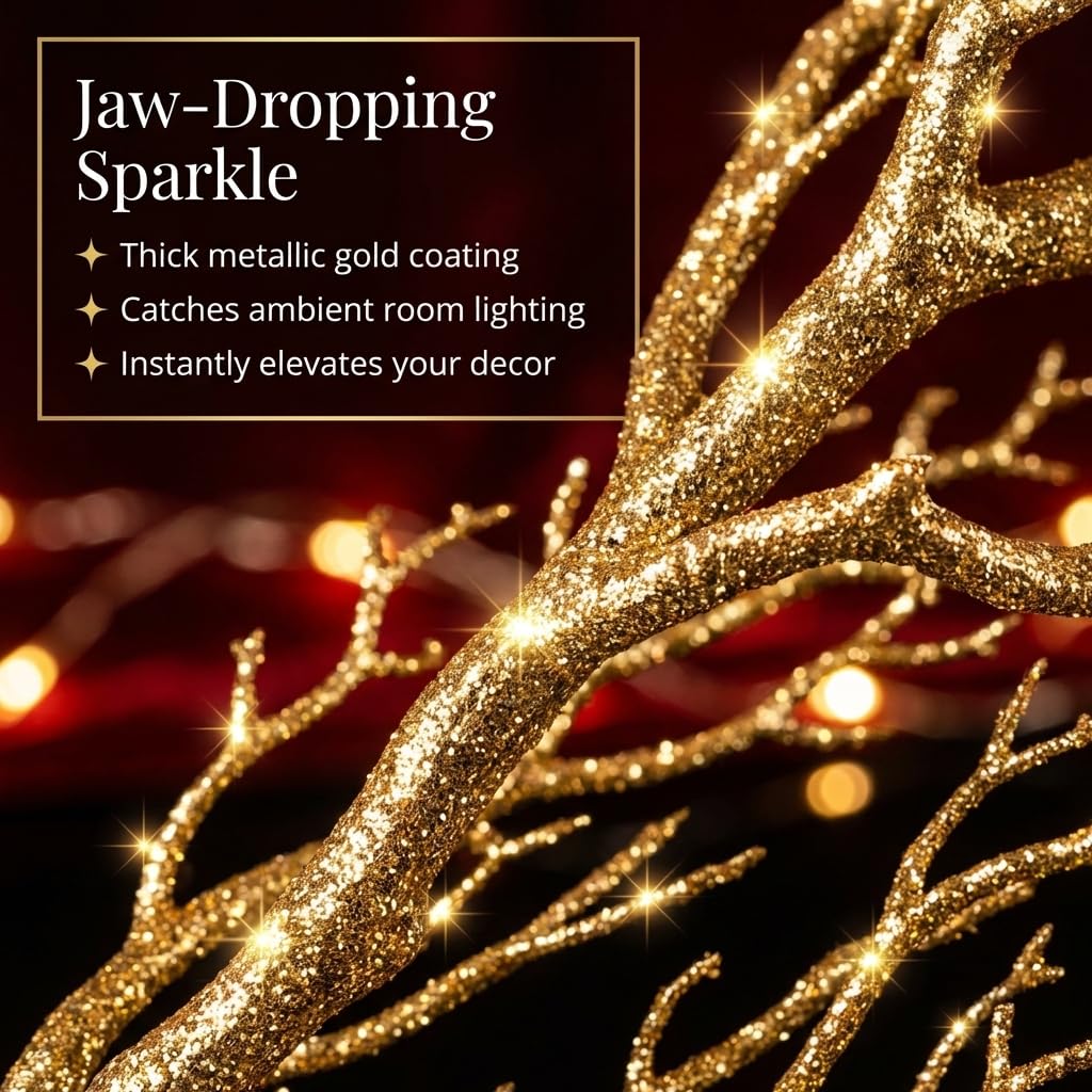 Anderson's Gold Glitter Artificial Manzanita Tree Branch Wedding Decoration, 47 Inches - Image 5