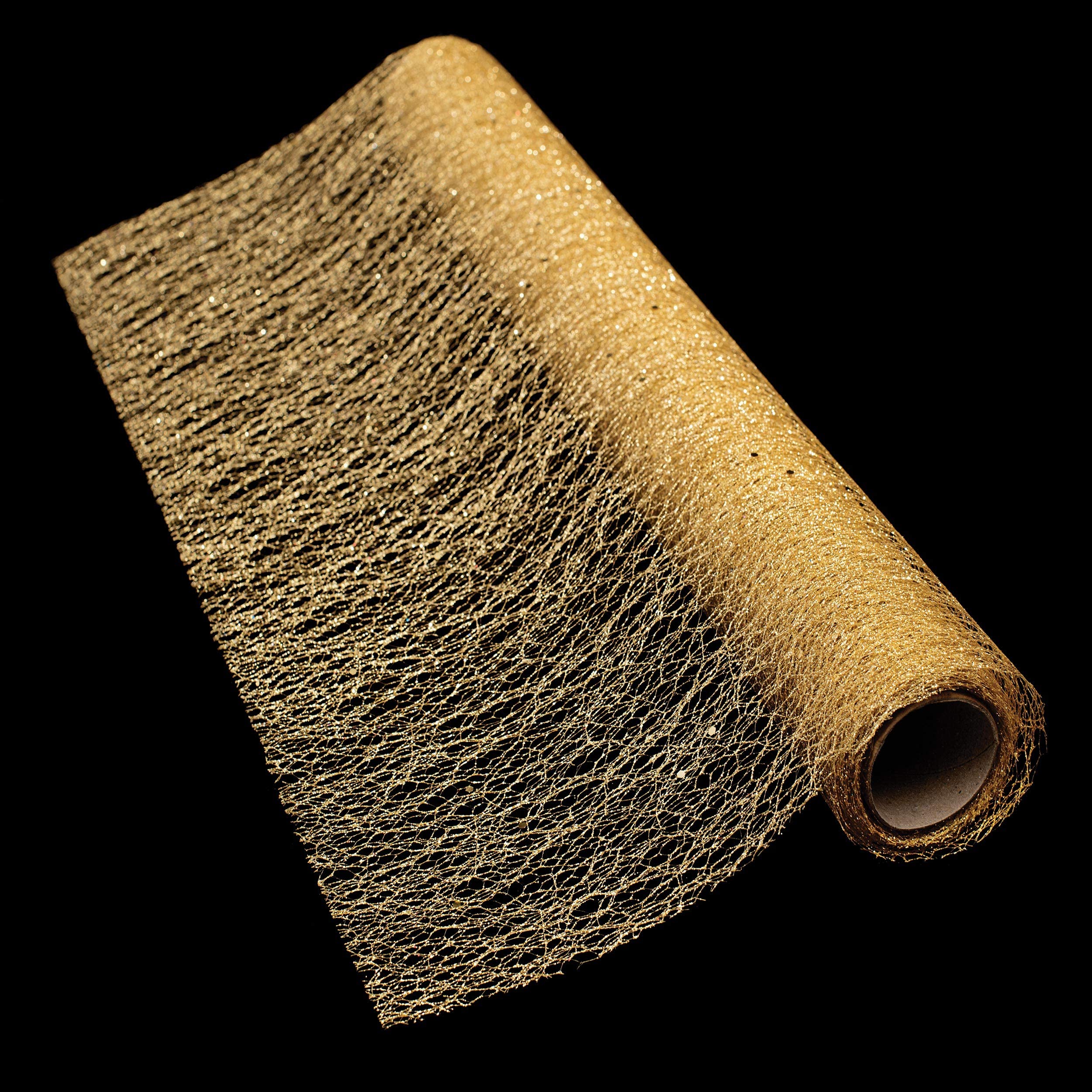Anderson's Gold Glitter Mesh Fabric Roll, 19 Inches x 5 Yards, Decorative Wedding Fabric for Wedding Reception, Baby Shower, Gender Reveal, Prom, Homecoming, Tables, Party - Image 3