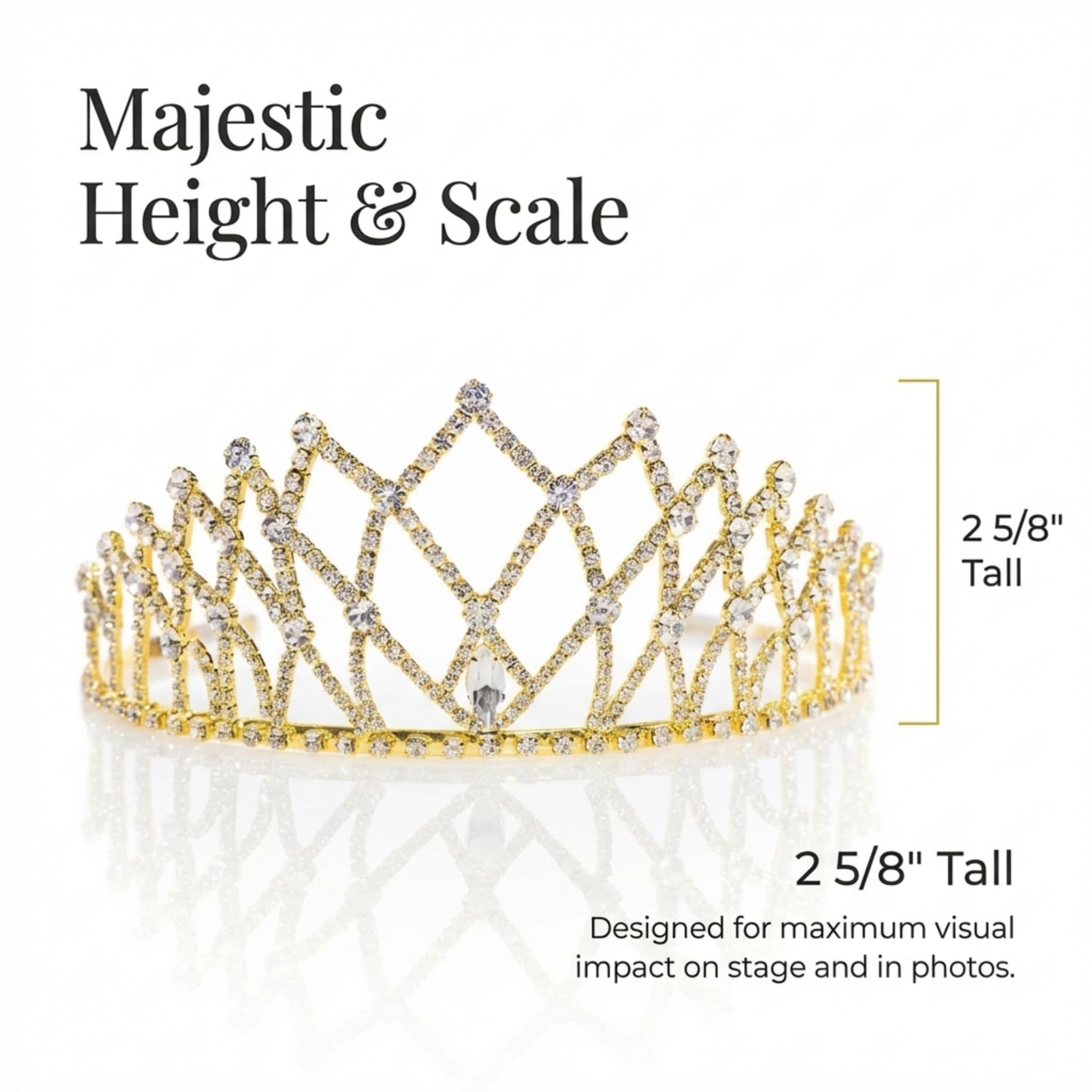 Anderson's Gold Isadora Rhinestone Tiara, 2 ⅝" High Gold Metal Crown with Sparkling Clear Rhinestones, Adjustable Fit & Removable Comfort Combs, Perfect for Prom, Homecoming, Weddings, Pageants, Quinceañeras, and Special Occasions - Image 4