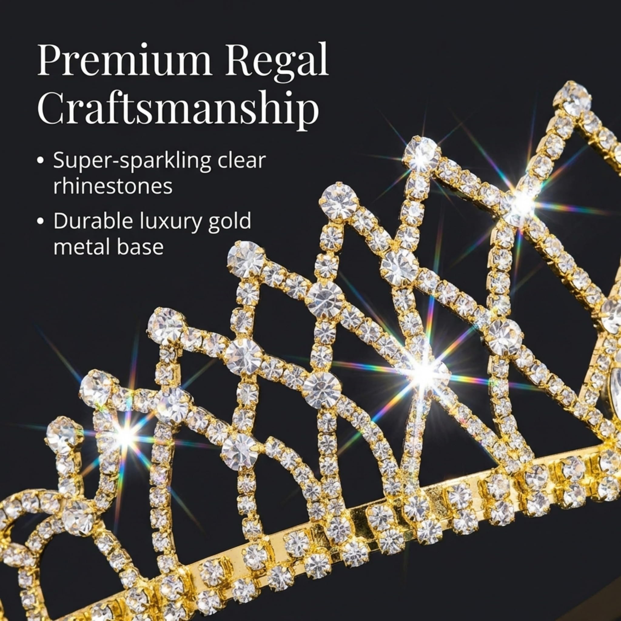 Anderson's Gold Isadora Rhinestone Tiara, 2 ⅝" High Gold Metal Crown with Sparkling Clear Rhinestones, Adjustable Fit & Removable Comfort Combs, Perfect for Prom, Homecoming, Weddings, Pageants, Quinceañeras, and Special Occasions - Image 5