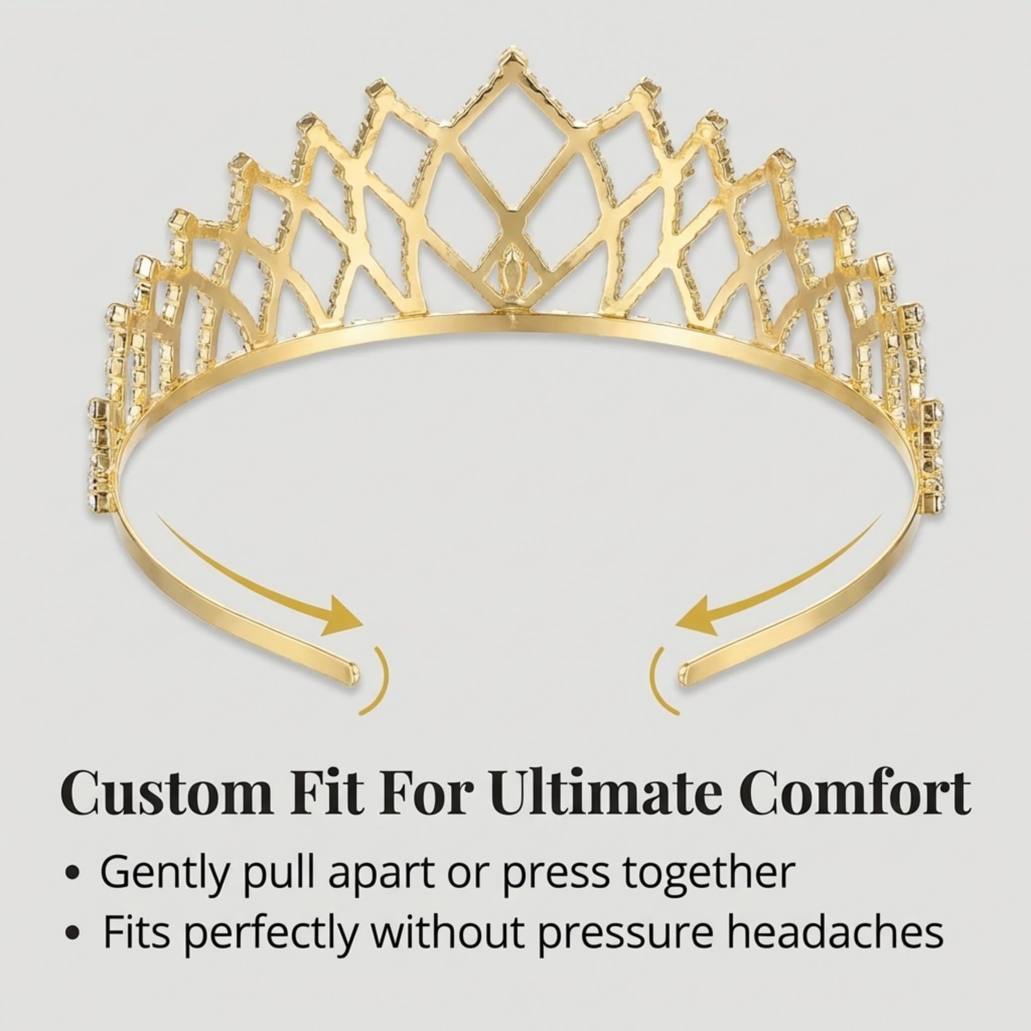 Anderson's Gold Isadora Rhinestone Tiara, 2 ⅝" High Gold Metal Crown with Sparkling Clear Rhinestones, Adjustable Fit & Removable Comfort Combs, Perfect for Prom, Homecoming, Weddings, Pageants, Quinceañeras, and Special Occasions - Image 6