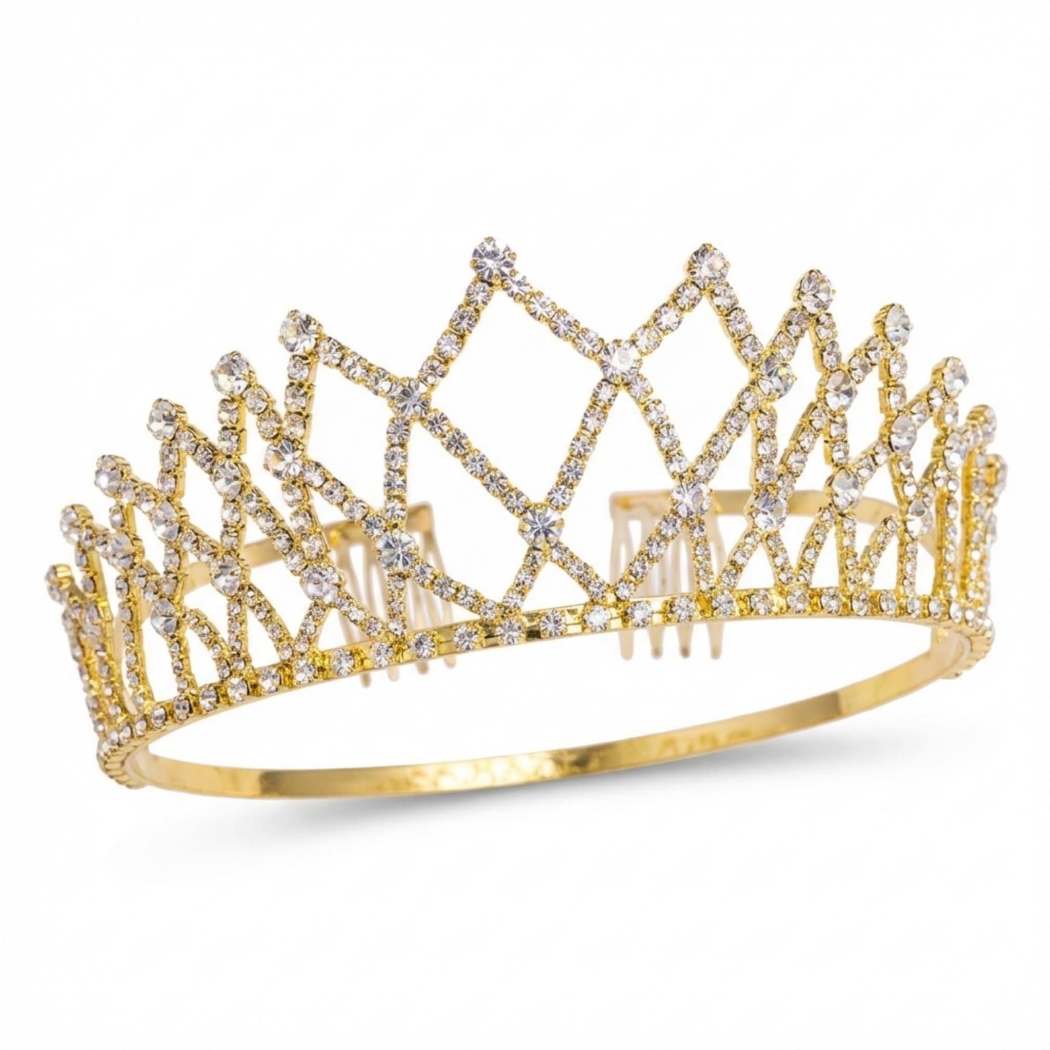 Anderson's Gold Isadora Rhinestone Tiara, 2 ⅝" High Gold Metal Crown with Sparkling Clear Rhinestones, Adjustable Fit & Removable Comfort Combs, Perfect for Prom, Homecoming, Weddings, Pageants, Quinceañeras, and Special Occasions - Image 8