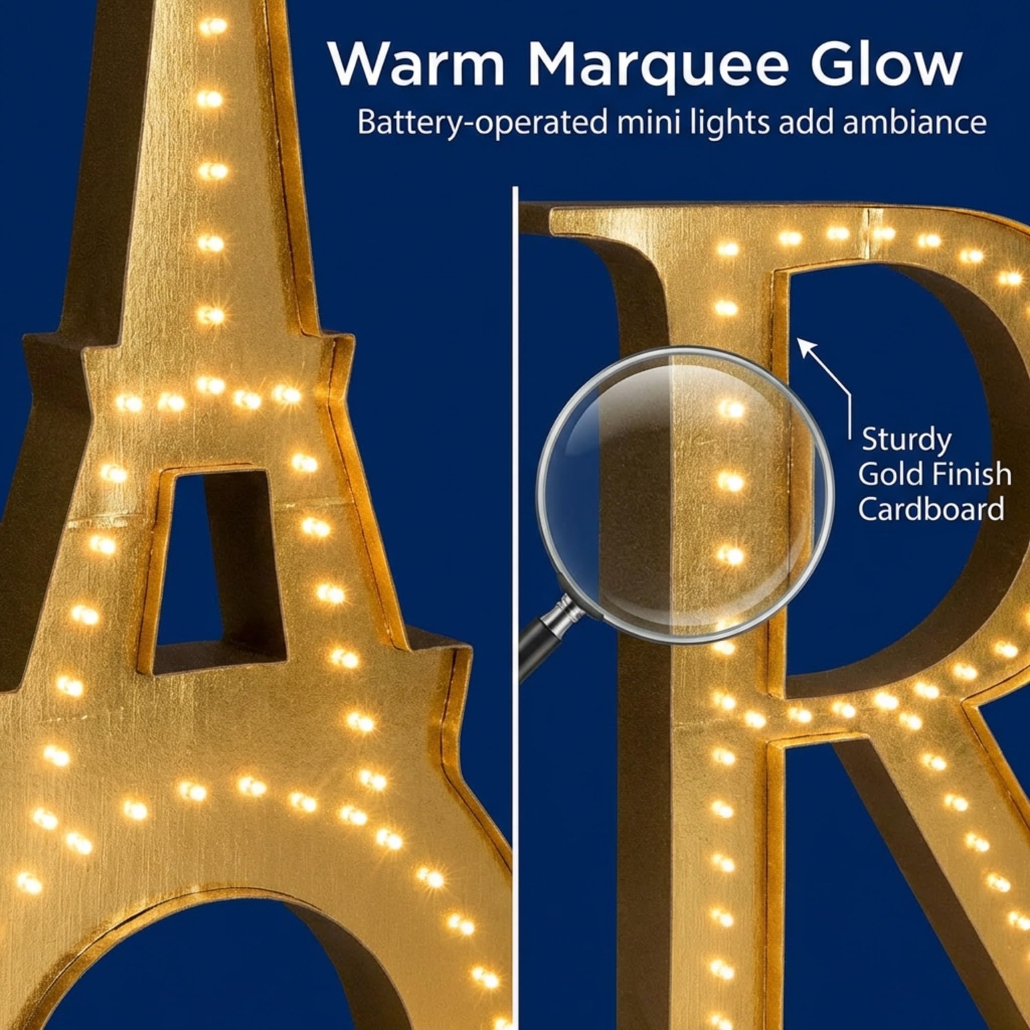 Anderson's Gold Lighted Paris Letters Kit, Paris Event Theme, Photo Ops, Props - Image 4