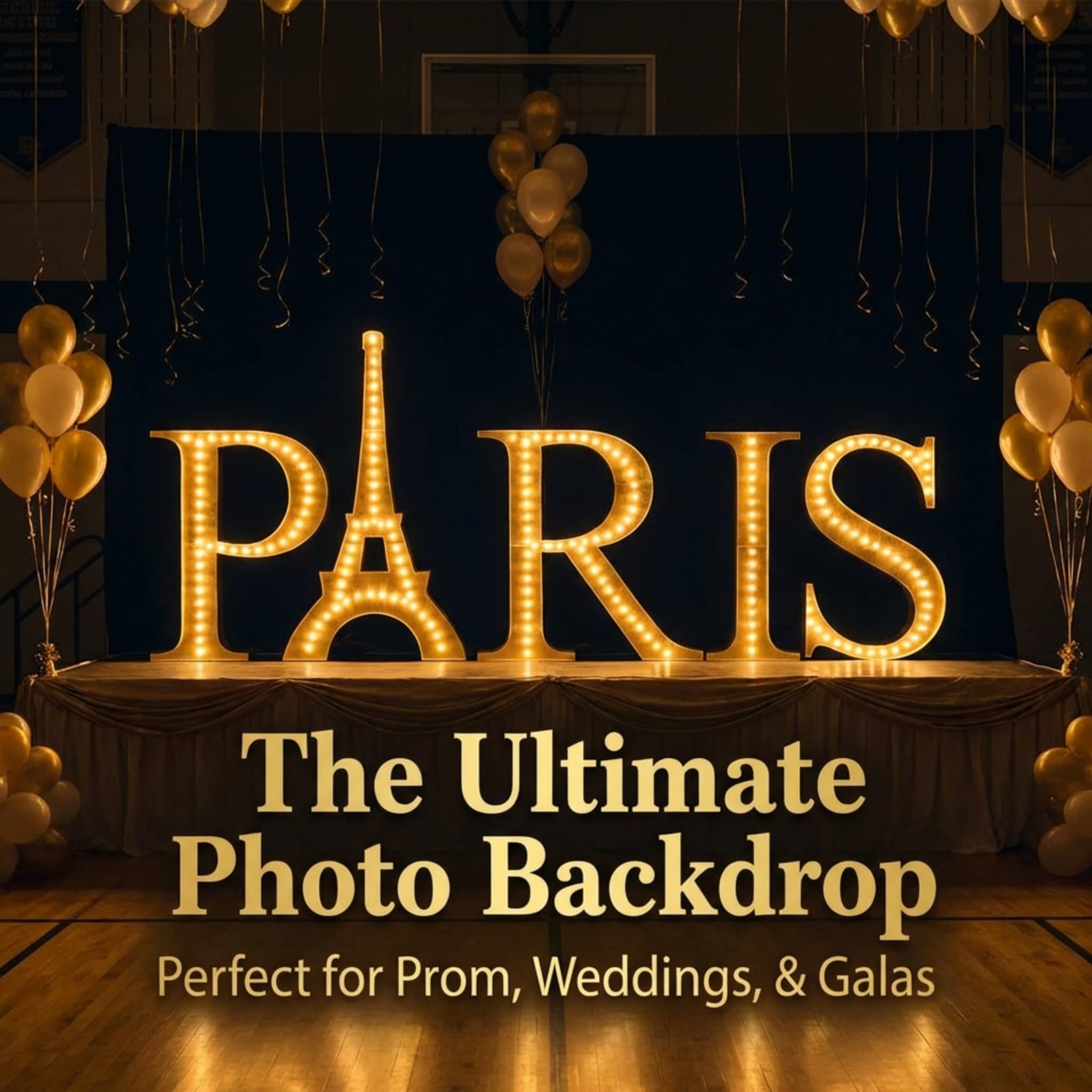 Anderson's Gold Lighted Paris Letters Kit, Paris Event Theme, Photo Ops, Props - Image 5