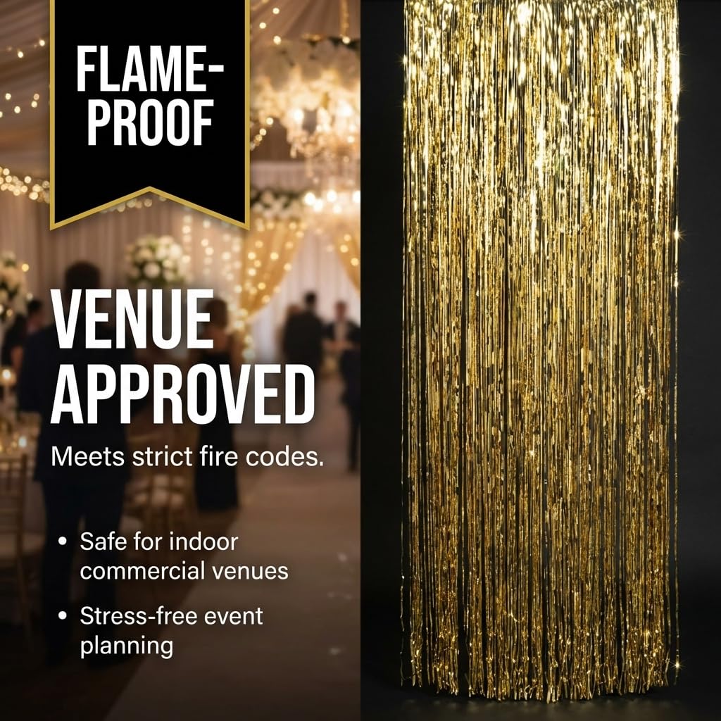 Anderson's Gold Metallic Cracked Ice Curtain Wedding Decoration, 36 Inches x 8 feet - Image 4