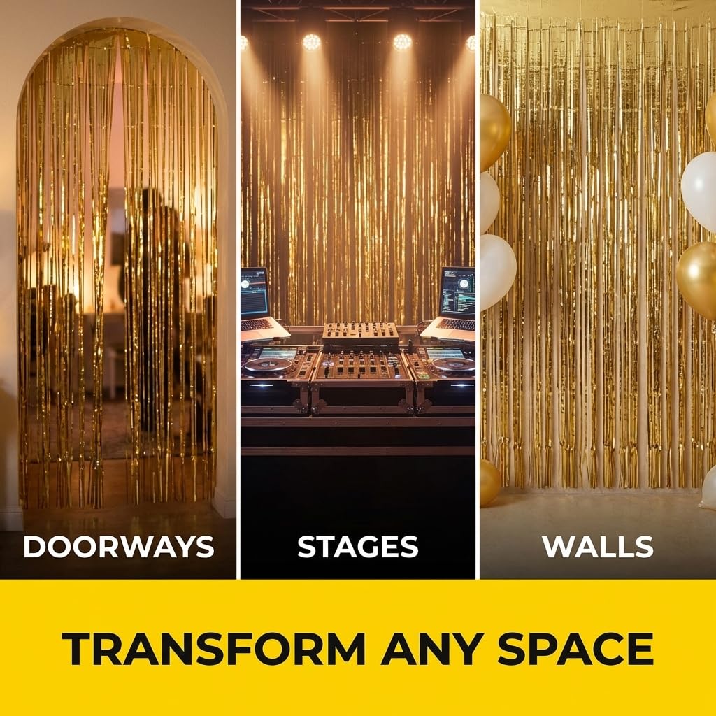 Anderson's Gold Metallic Cracked Ice Curtain Wedding Decoration, 36 Inches x 8 feet - Image 5