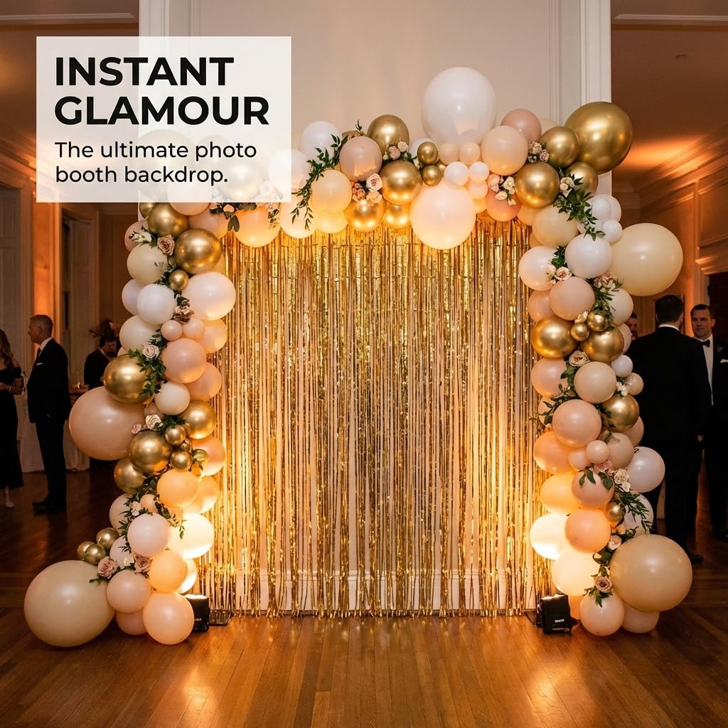 Anderson's Gold Metallic Cracked Ice Curtain Wedding Decoration, 36 Inches x 8 feet - Image 6