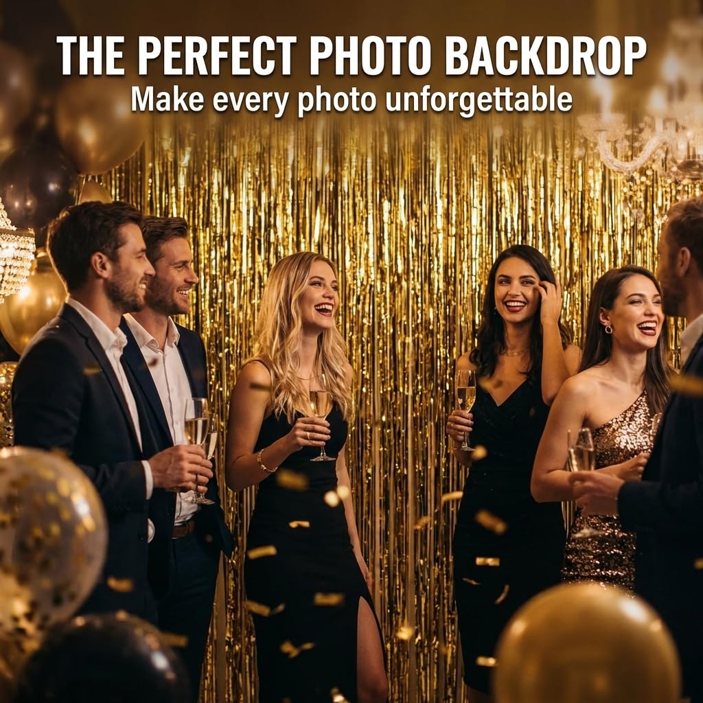 Anderson's Gold Metallic Cracked Ice Curtain Wedding Decoration, 36 Inches x 8 feet - Image 7