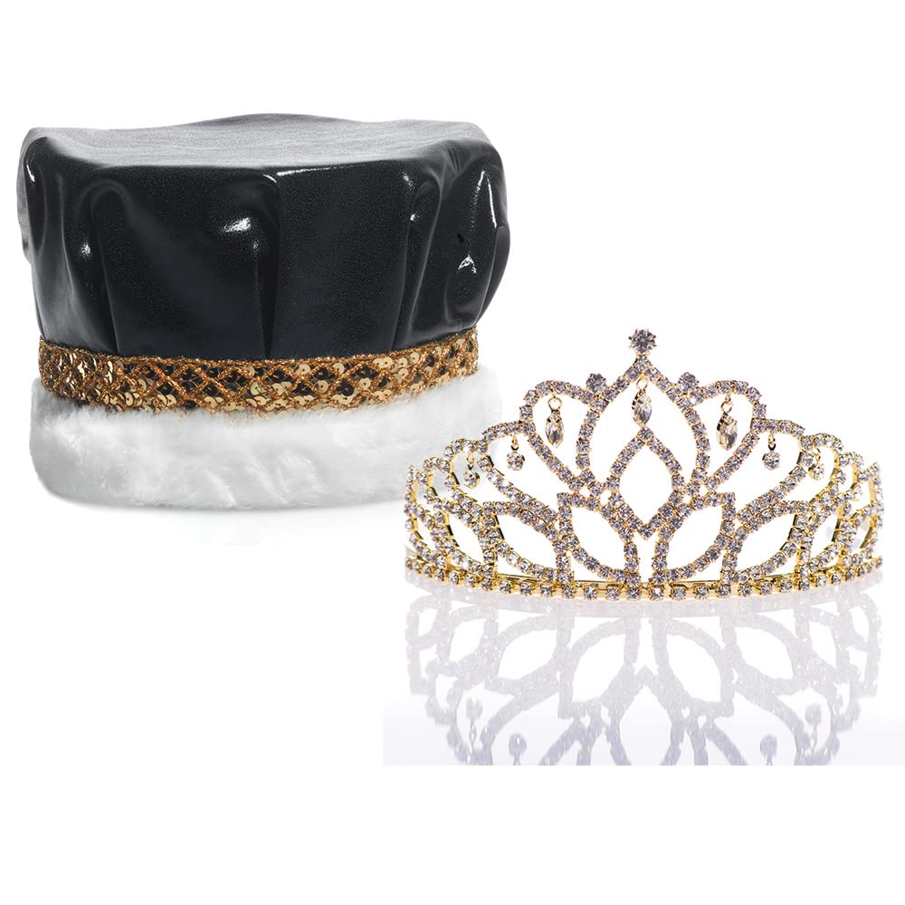 Anderson's Gold Metallic Crown and Gold Mirabella Queen Tiara Royalty Set