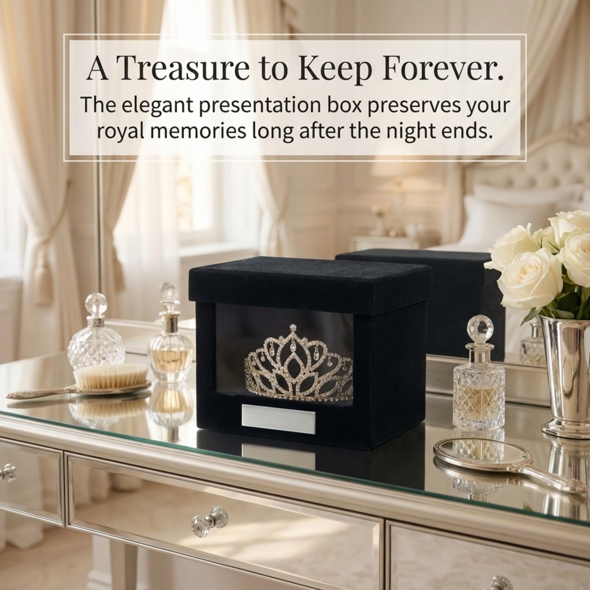 Anderson's Gold Mirabella Tiara and Velvet Presentation Box Set, 2.875" gold rhinestone crown for Prom Queen, pageants, weddings, quinceañeras, birthdays, Sweet 16, homecoming, parties, and events - Image 2