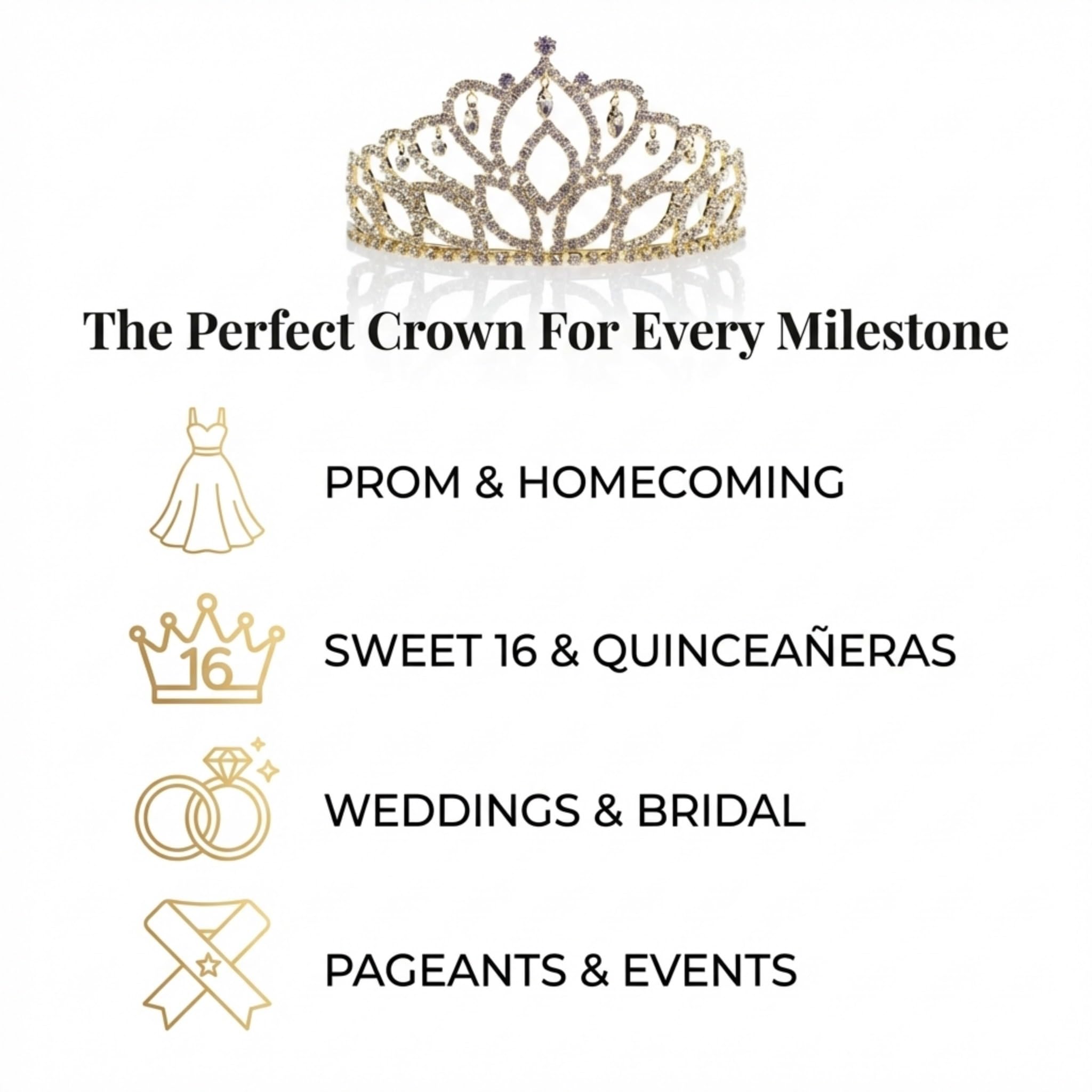 Anderson's Gold Mirabella Tiara and Velvet Presentation Box Set, 2.875" gold rhinestone crown for Prom Queen, pageants, weddings, quinceañeras, birthdays, Sweet 16, homecoming, parties, and events - Image 5