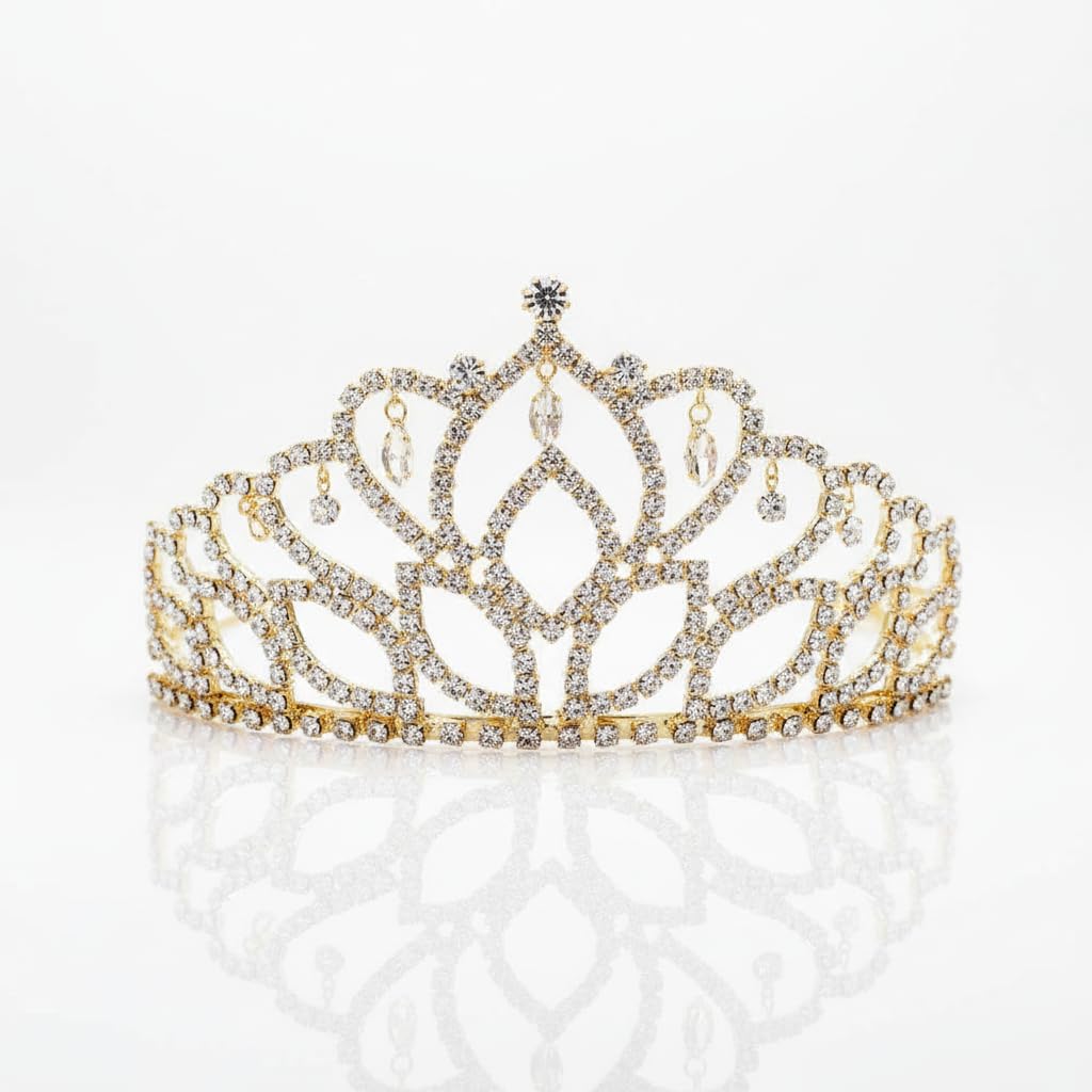 Anderson's Gold Mirabella Tiara and Velvet Presentation Box Set, 2.875" gold rhinestone crown for Prom Queen, pageants, weddings, quinceañeras, birthdays, Sweet 16, homecoming, parties, and events - Image 6