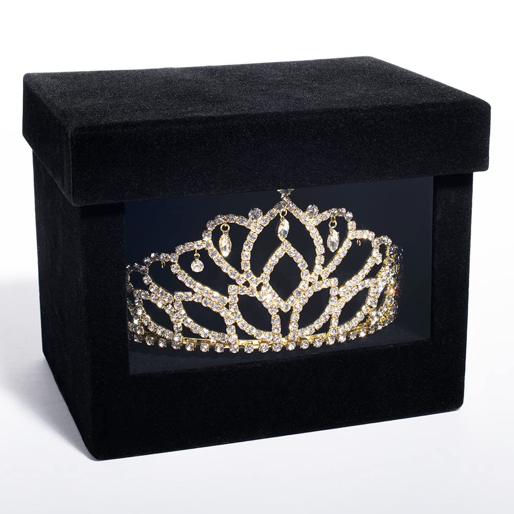 Anderson's Gold Mirabella Tiara and Velvet Presentation Box Set, 2.875" gold rhinestone crown for Prom Queen, pageants, weddings, quinceañeras, birthdays, Sweet 16, homecoming, parties, and events - Image 9