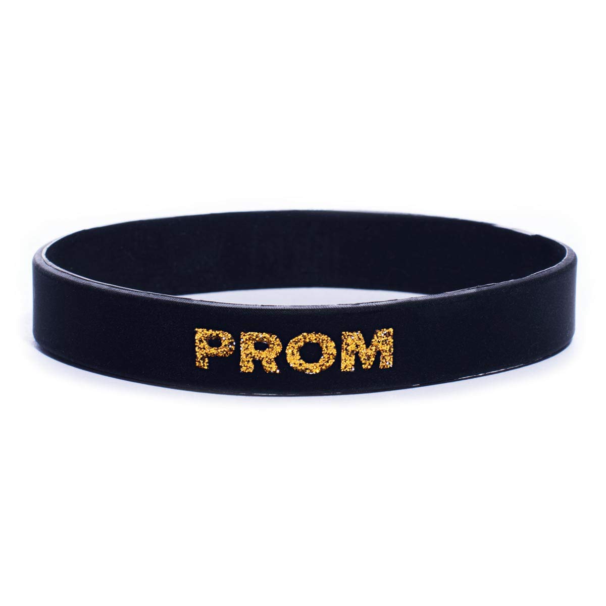 Anderson's Gold or Silver Glitter PROM Black Wristbands, Prom Favors, Set of 10