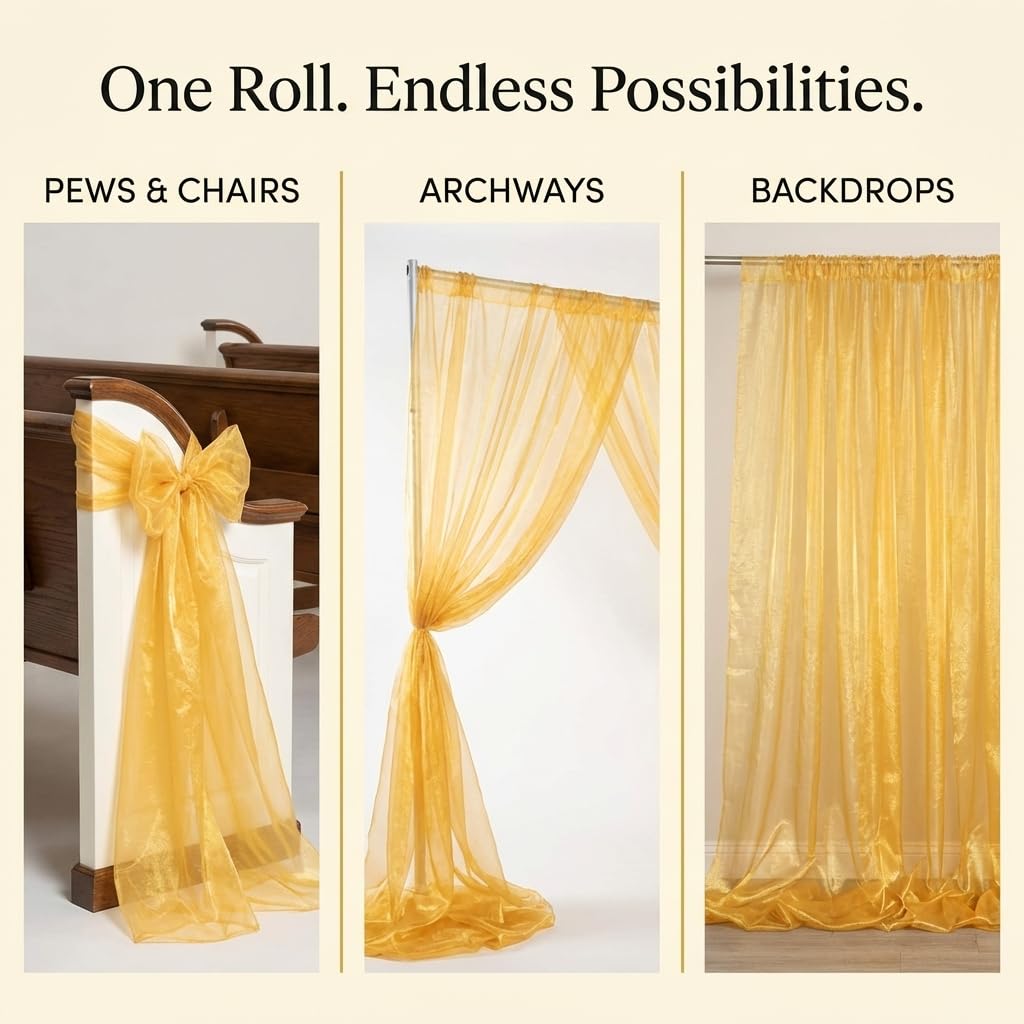 Anderson's Gold Organza Fabric Roll, 54 Inches x 40 Yards, Sheer Fabric for Wedding Decorations, Baby Shower, Gender Reveal, Prom, Homecoming, Photo Backdrops, Arch Draping - Image 6