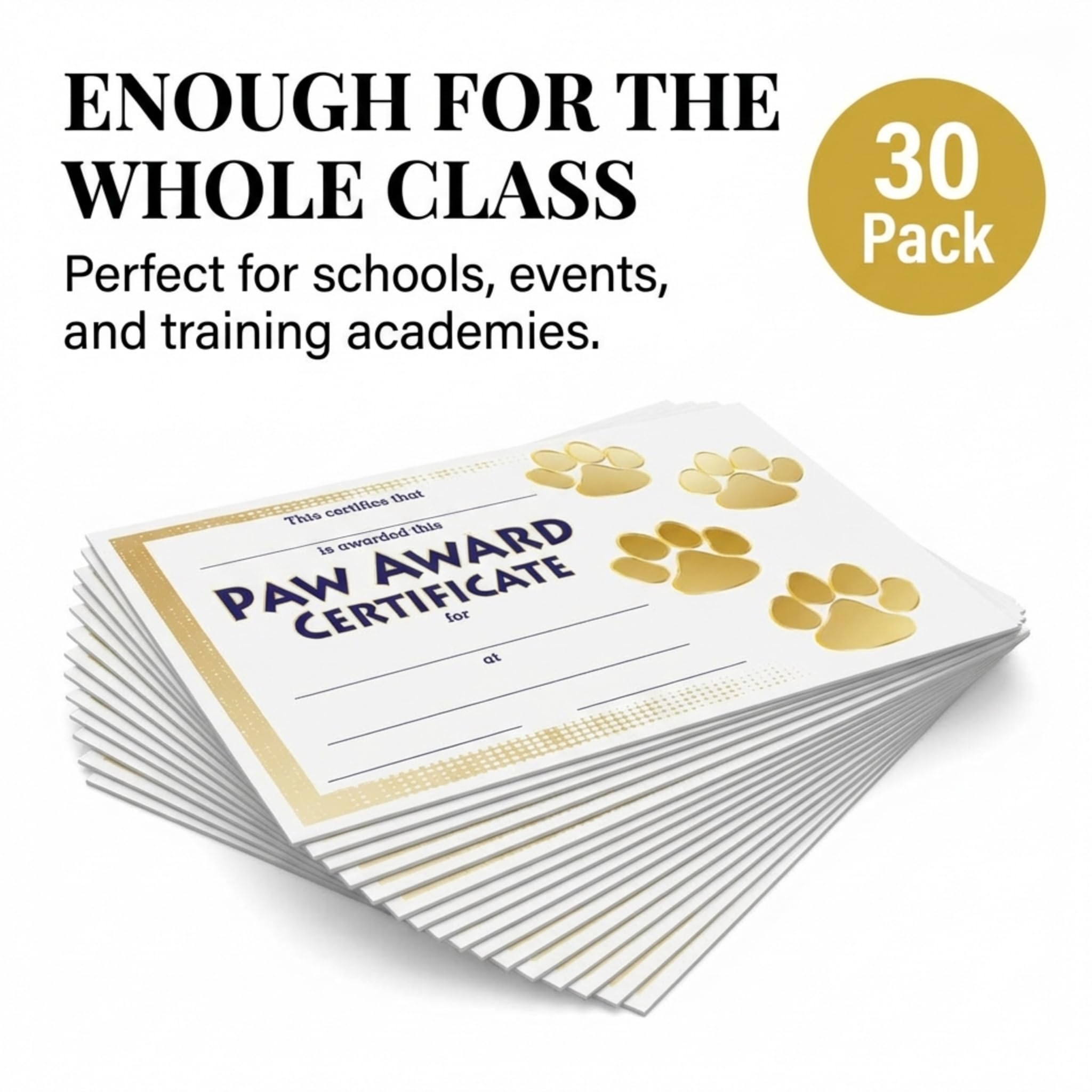 Anderson's Gold Paw Award Certificates, 8 1/2 Inches x 11 Inches, Student Awards, 30 Pack - Image 6