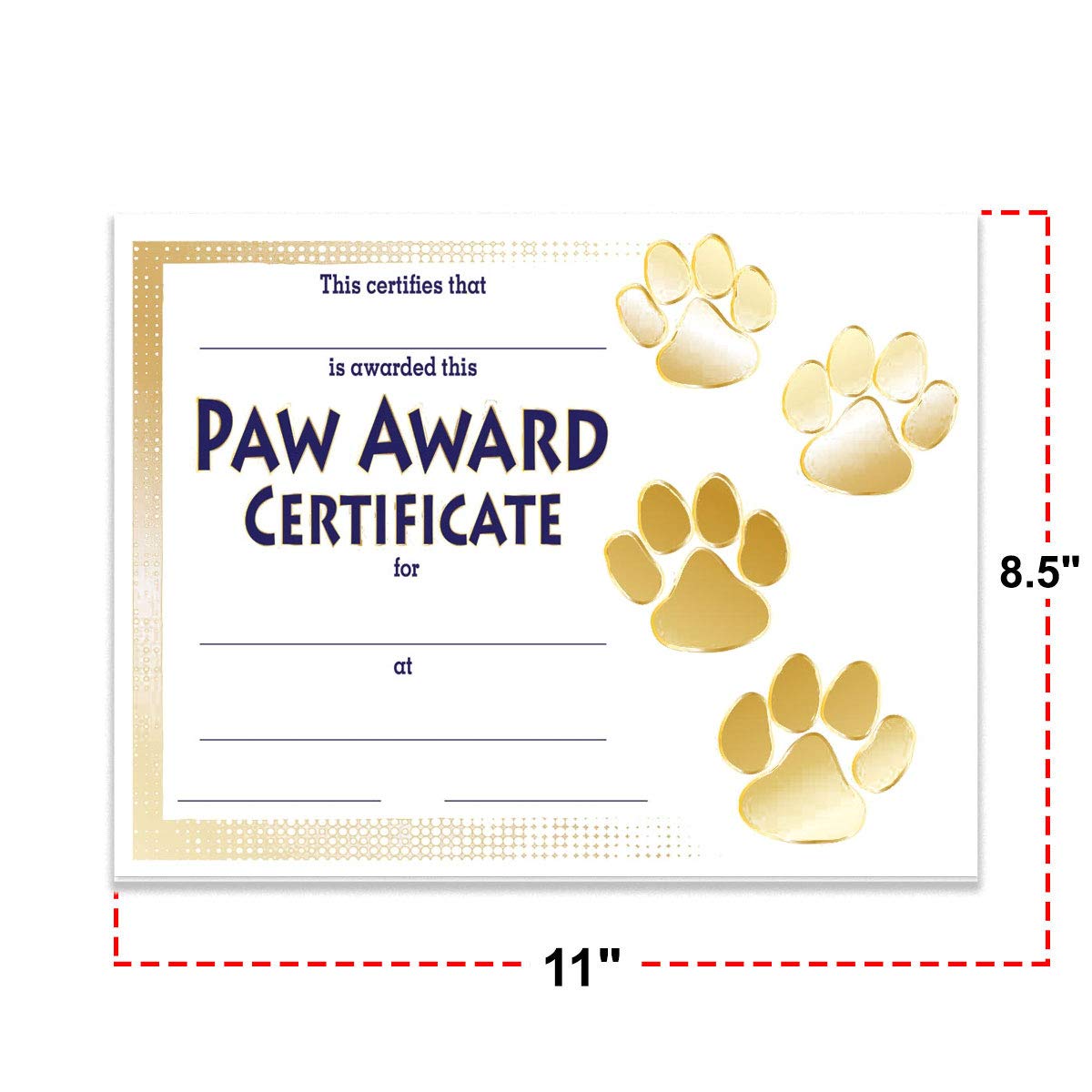 Anderson's Gold Paw Award Certificates, 8 1/2 Inches x 11 Inches, Student Awards, 30 Pack - Image 8