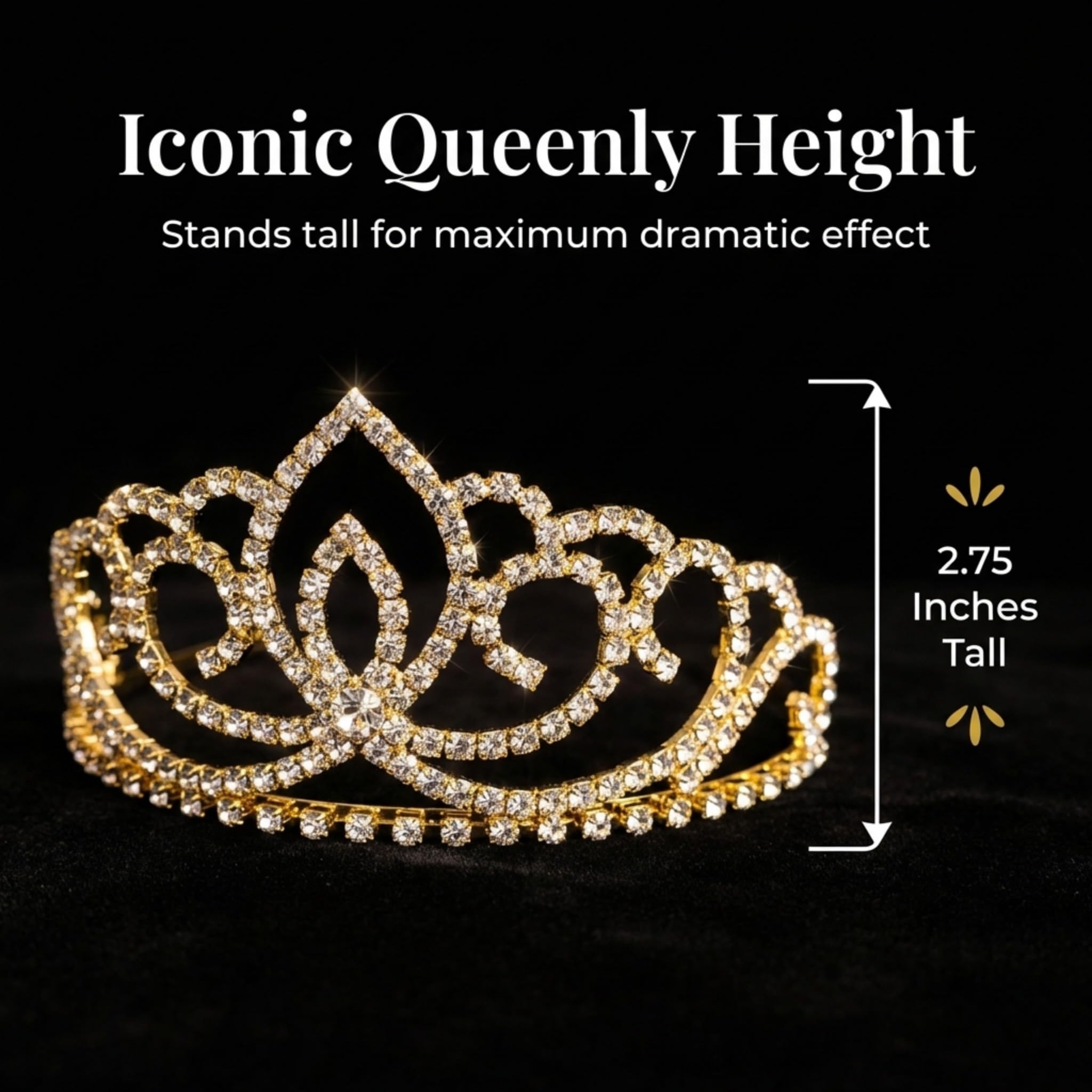 Anderson's Gold Sasha Rhinestone Tiara, 2 3/4" Gold Crown for Women, Sparkling Clear Crystal Bridal Headpiece for Weddings, Prom, Homecoming, Winter Formal & Special Events - Image 7