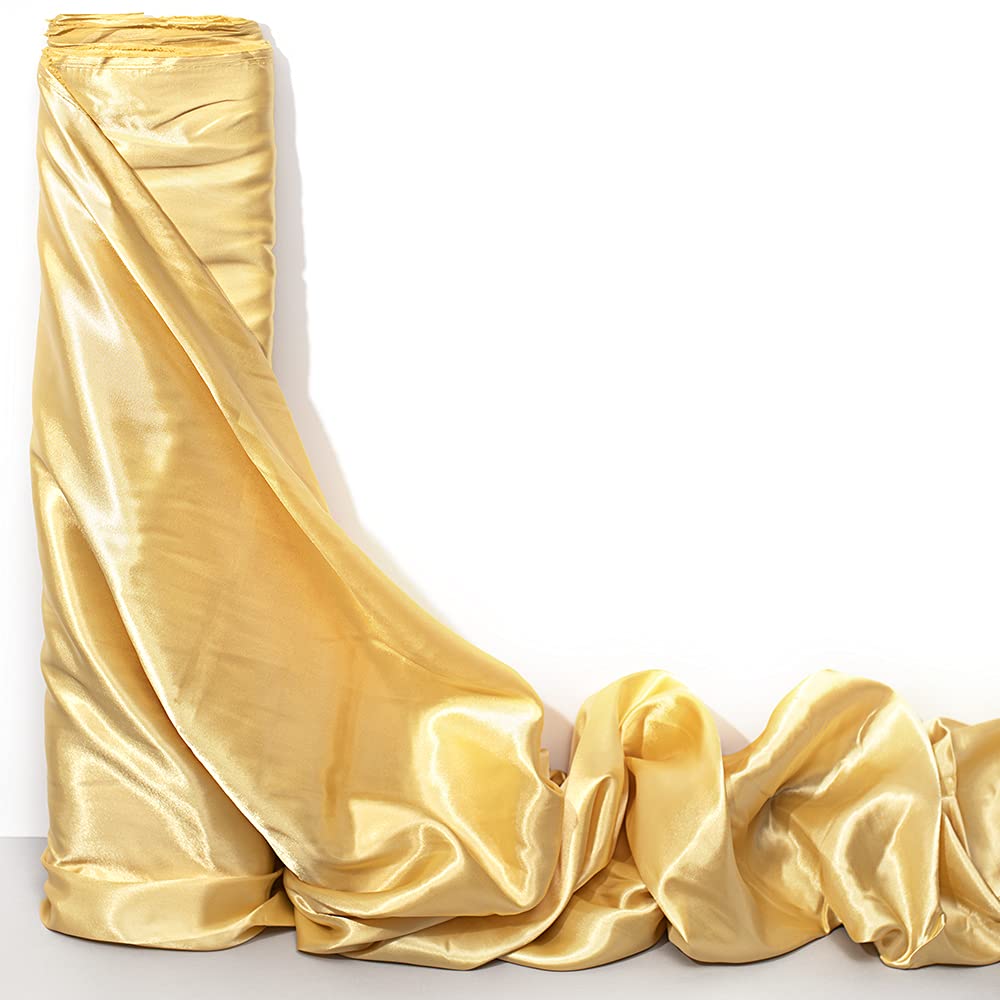 Anderson's Gold Satin Fabric Roll, 58 Inches x 10 Yards, Decorative Wedding Fabric for Wedding Reception, Baby Shower, Gender Reveal, Prom, Homecoming, Tables, Party