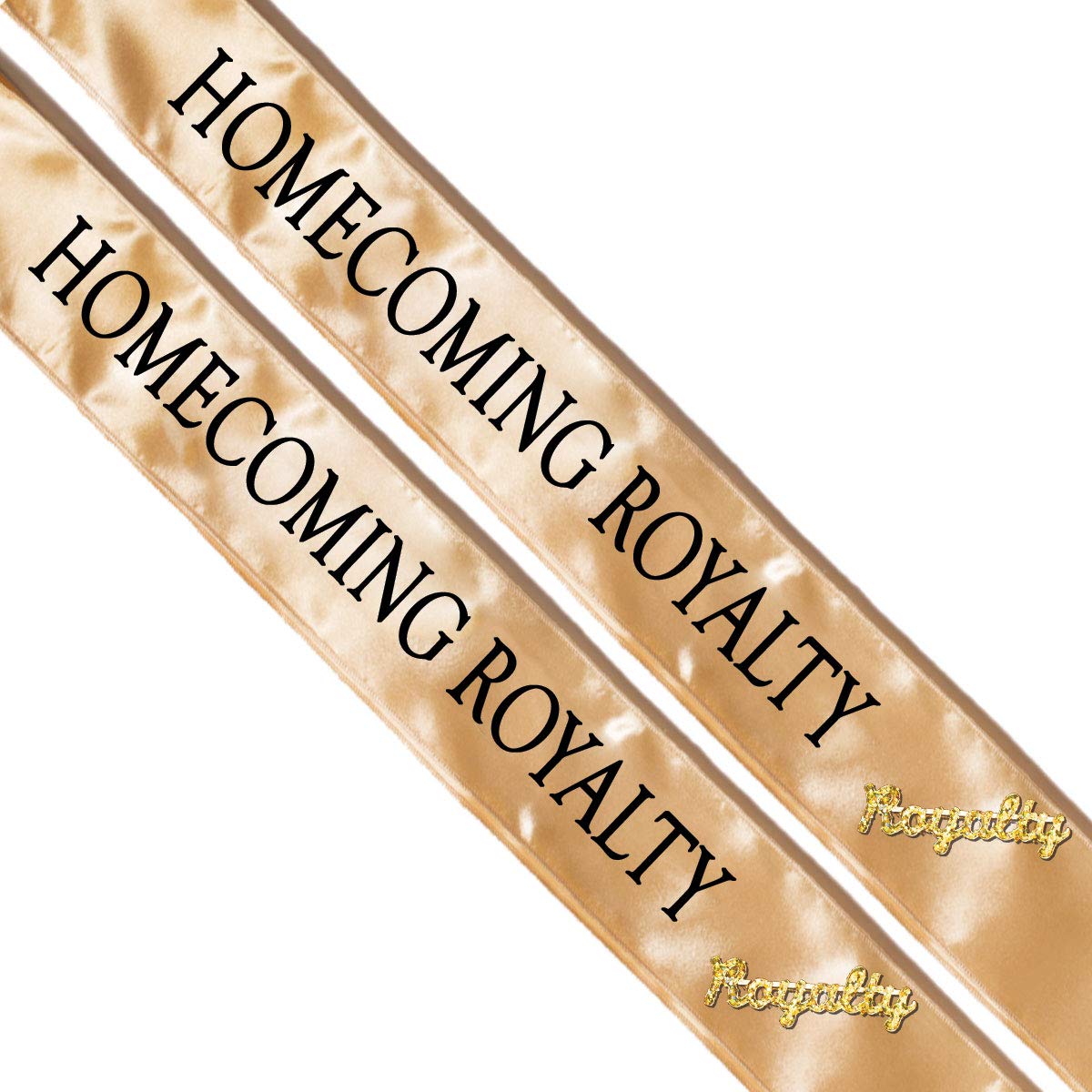 Anderson's Gold Satin Homecoming Royalty Sashes with Black Lettering & Gold Glitter Royalty Pins, 3" x 72" Sashes and 2" Pins for Homecoming Coronation & School Celebrations, 4 Piece Set