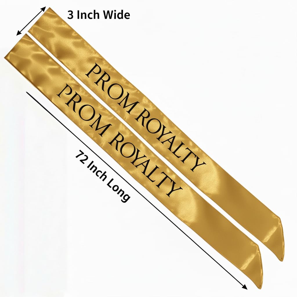 Anderson’s Gold Satin Prom Royalty Sash Set, Elegant 3" x 72" Sashes with Black Imprint for Prom Night Coronation and School Events, 2‑Piece Set - Image 7