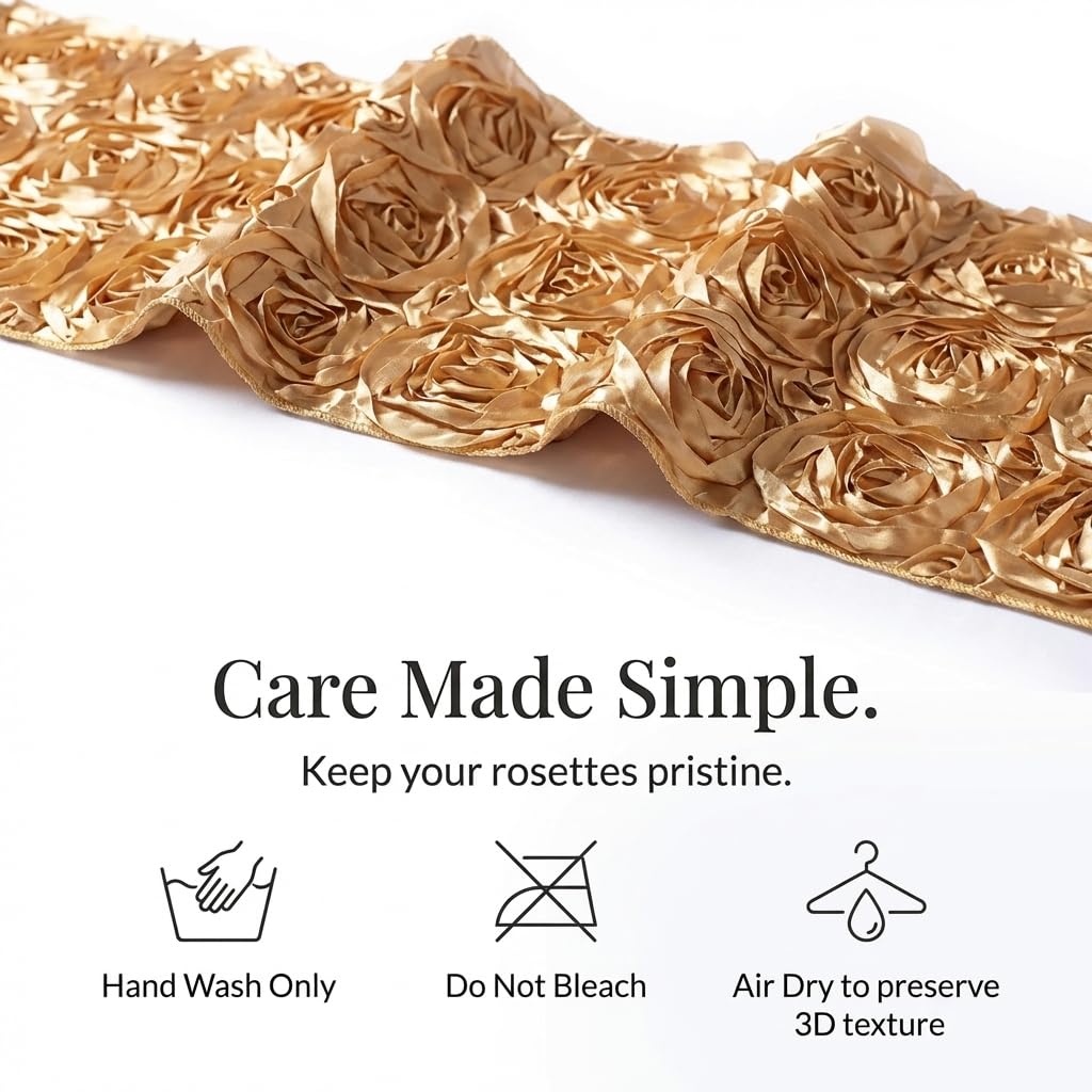Anderson's Gold Satin Rosette Table Runner, 14 Inches x 9 Feet, Wedding Table Decorations - Image 6