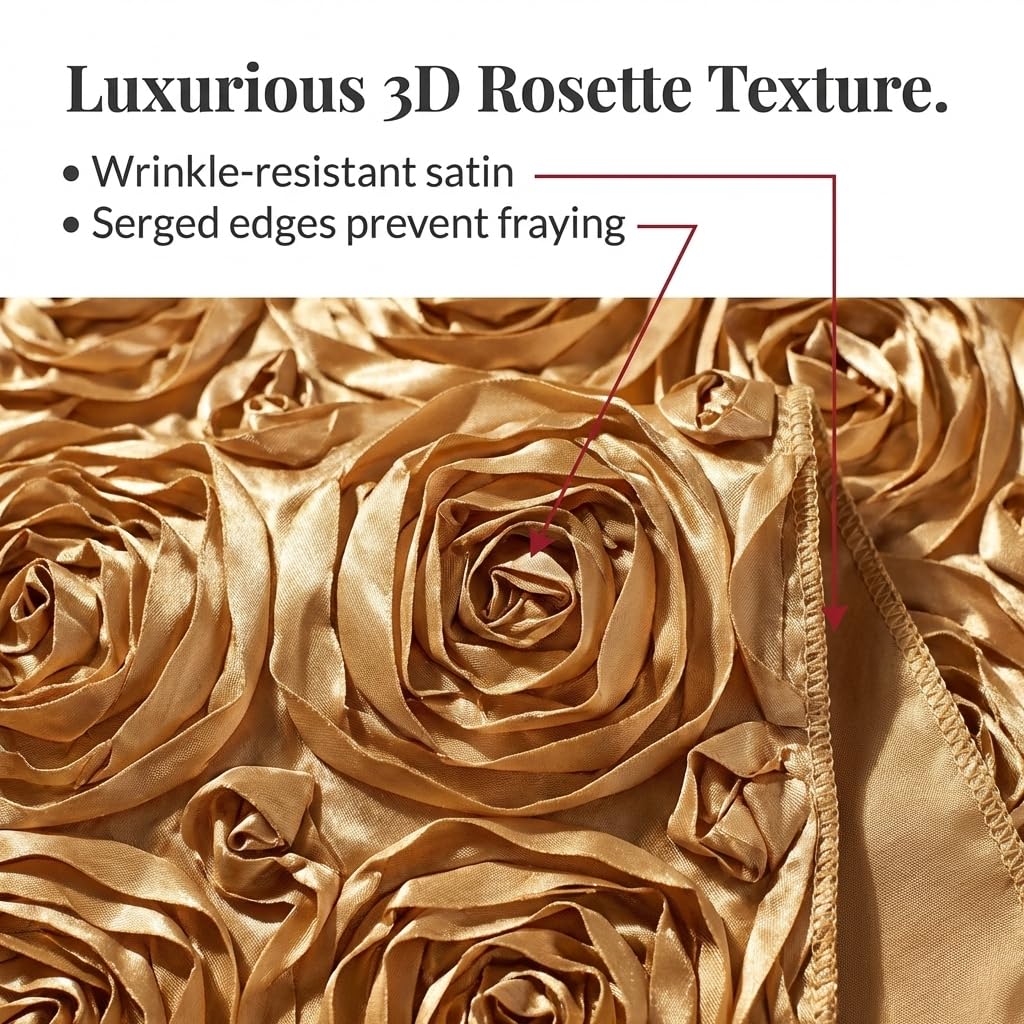 Anderson's Gold Satin Rosette Table Runner, 14 Inches x 9 Feet, Wedding Table Decorations - Image 7