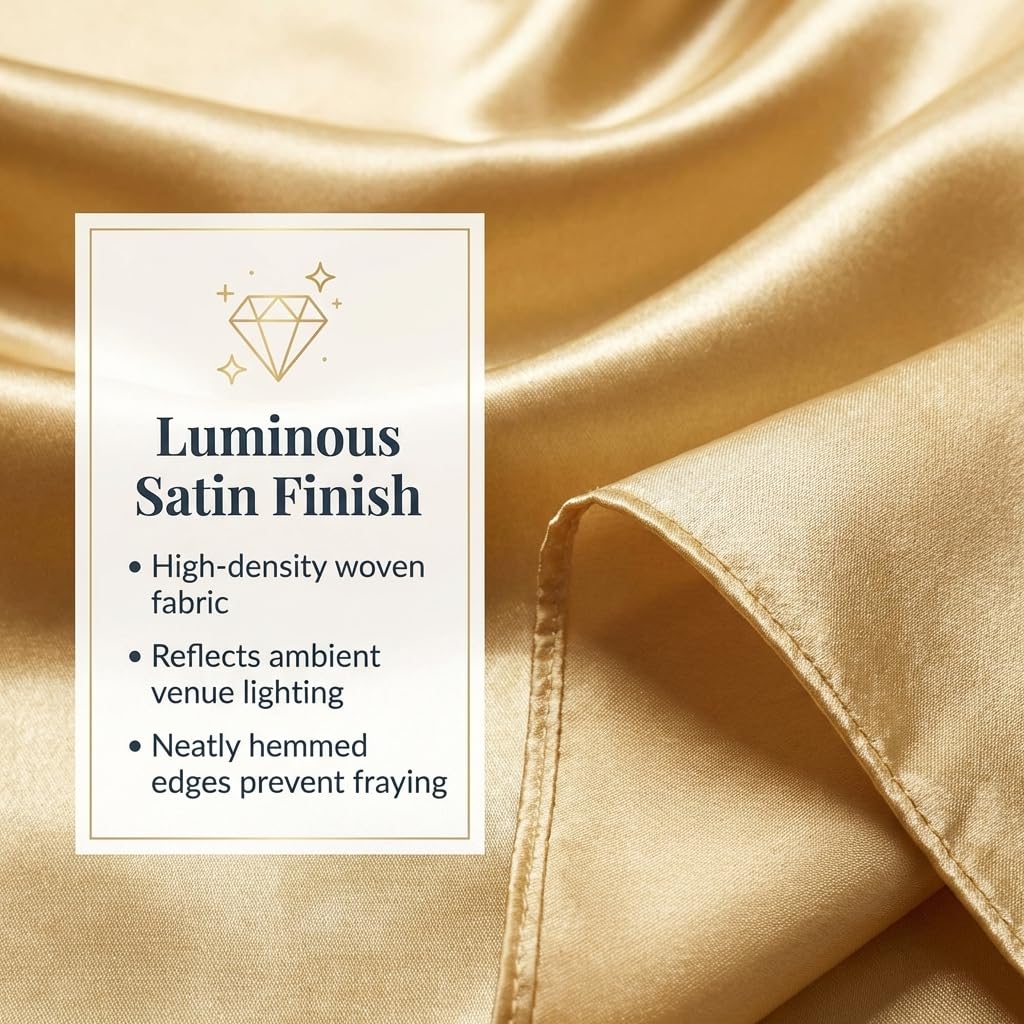 Anderson's Gold Satin Square Table Cover, 58 Inches, Wedding Tablecloths - Image 3