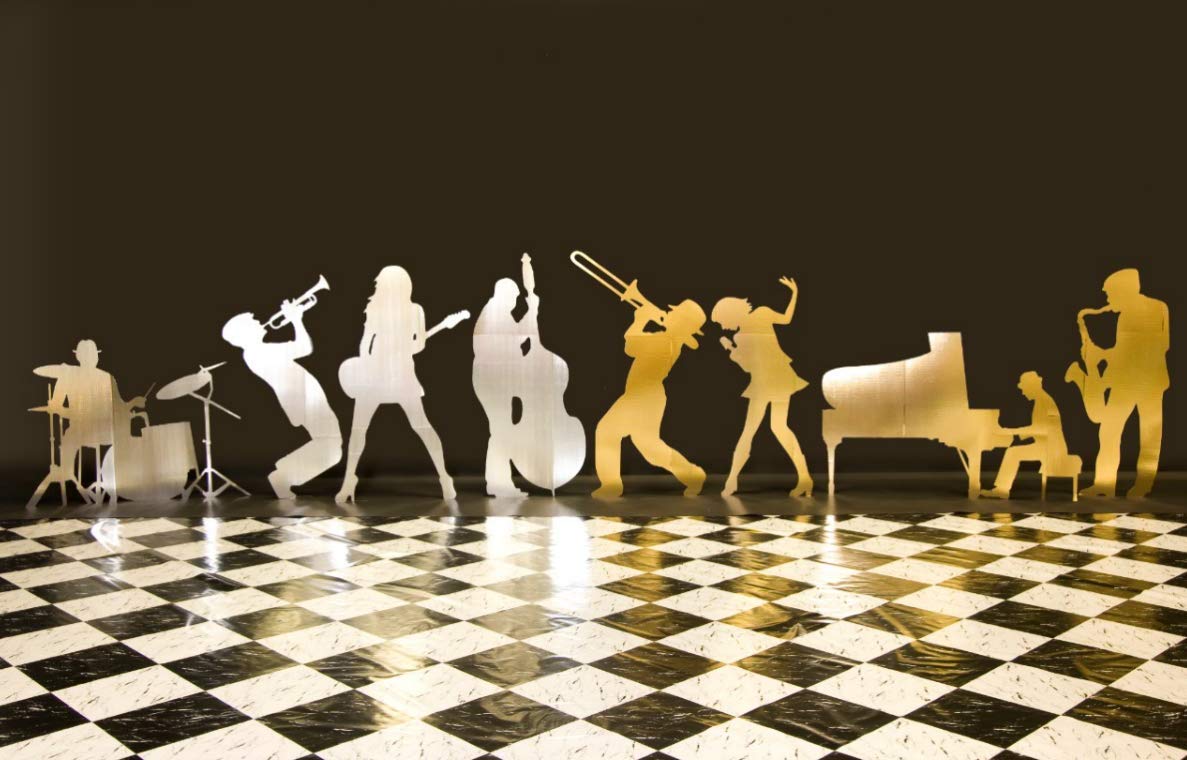 Gold Sax and Bass Players Life Size Cardboard Standup - Image 4