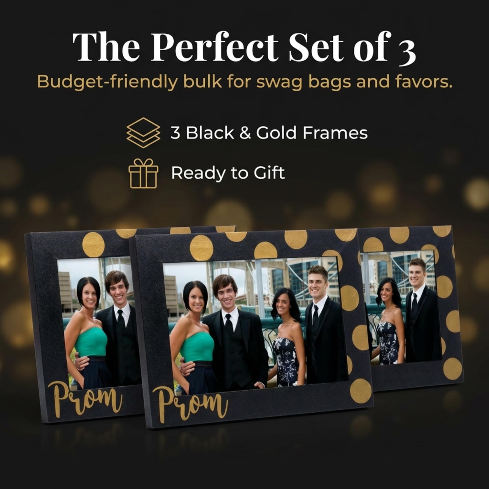 Anderson's Golden Bubbles Prom Frame, 4 Inches x 6 Inches, Set of 3, Prom Favors, Keepsakes, Swag Bags - Image 7